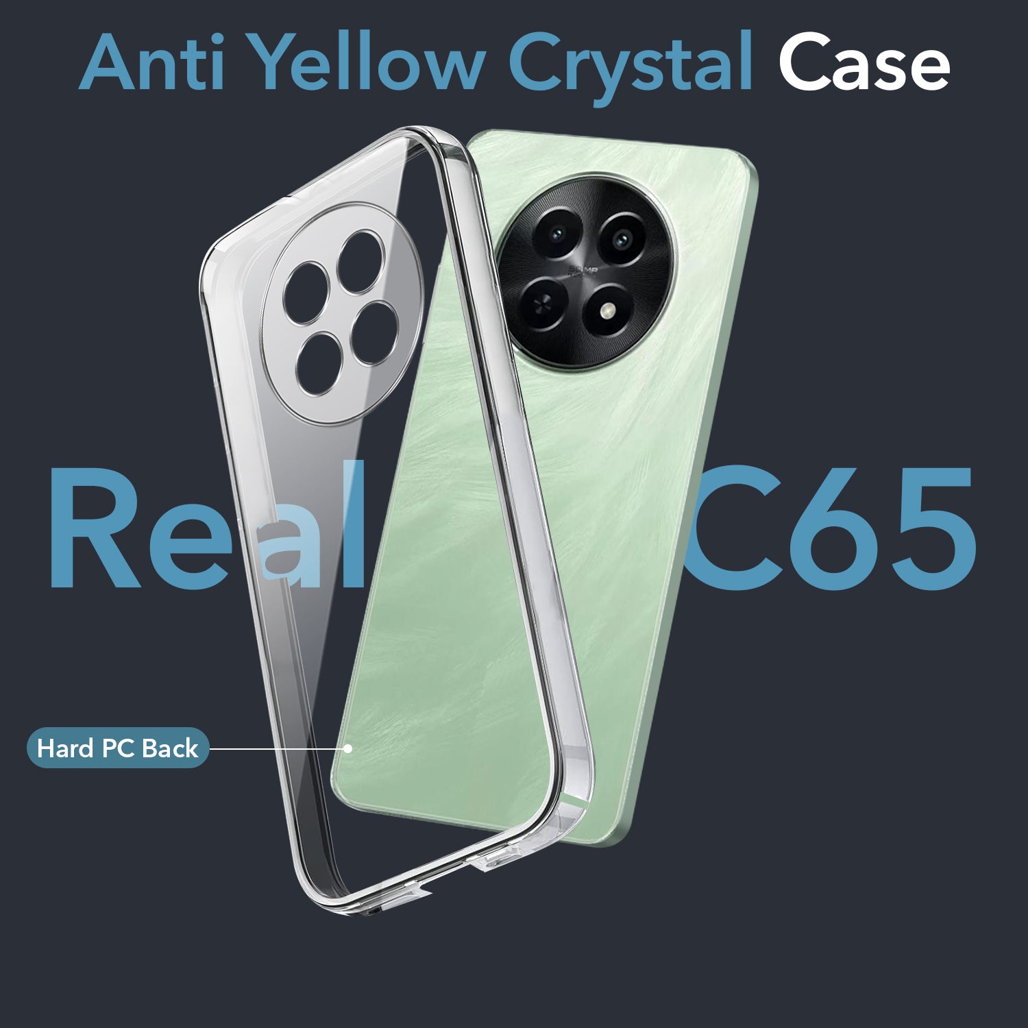 For Realme C65 5G Back Cover Case (Hard Anti Yellow Clear Case | Sleek Hard Crystal Clear | Drop & Camera Protection | Shockproof Polycarbonate)