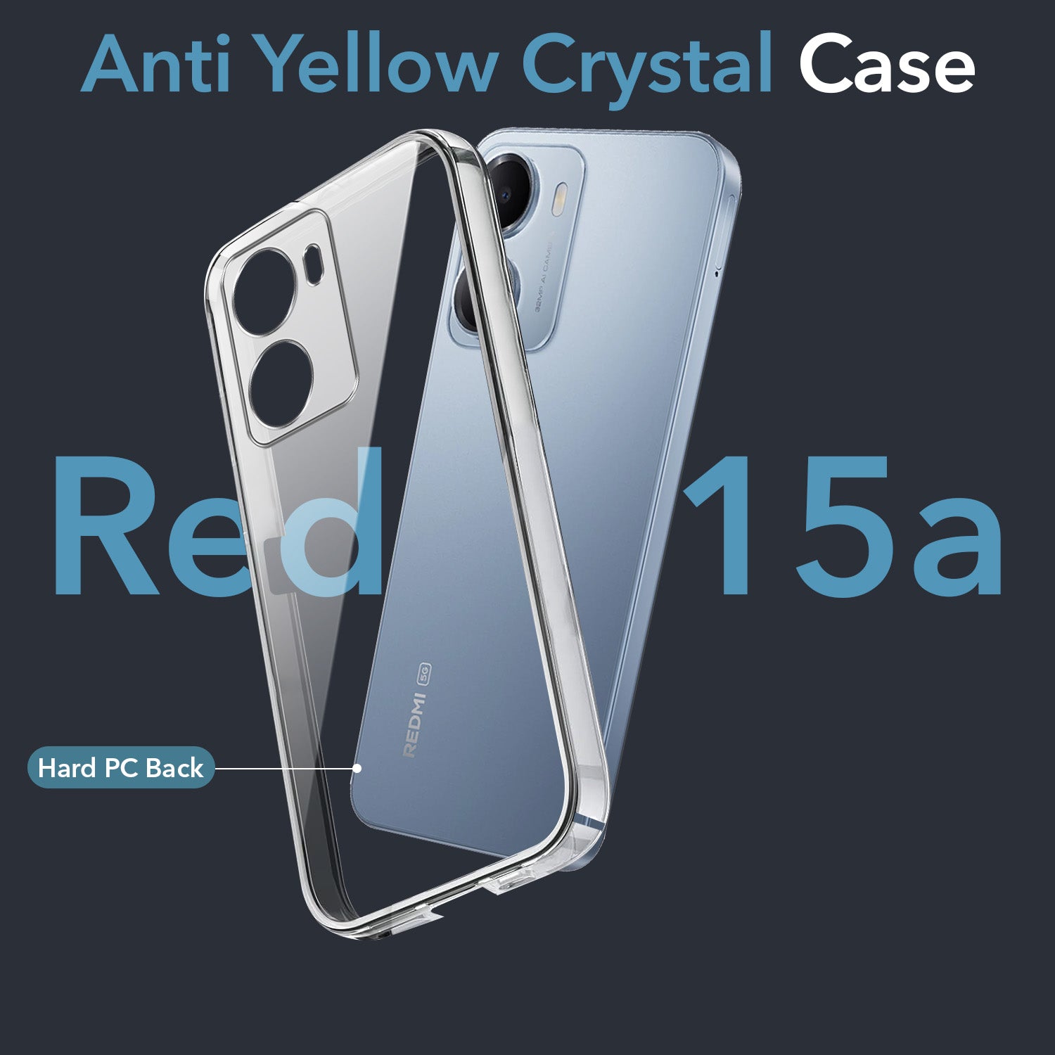 For Redmi 15A 5G Back Cover Lifetime Anti-Yellow Clear (Sleek Hard Crystal | Shockproof and Camera Protection)