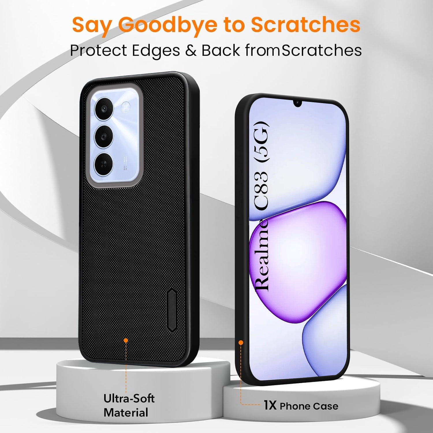 For Realme C83 5G Combo (Textured Grip Design | Micro-Fiber Cloth Inside | Oleophobic Coating Screen Glass)