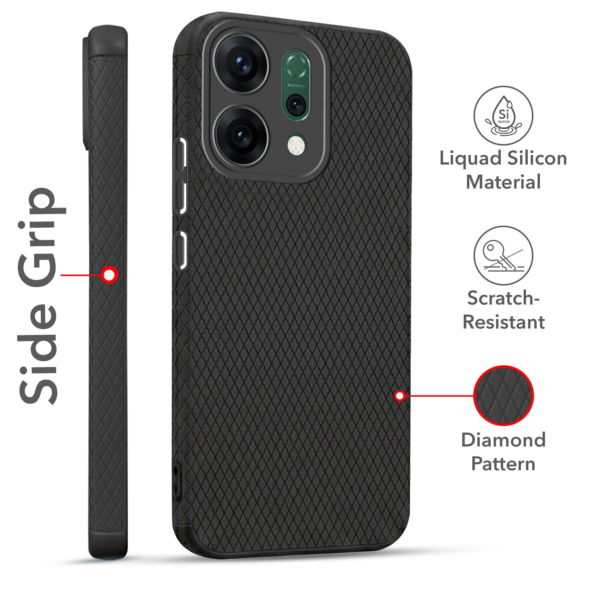 For Oppo Reno14 5G | Oppo Reno 14 5G Combo with Back Cover and 9H Tempered Glass (Liquid Silicone | Camera Protection | Oleophobic Coating Screen Glass)