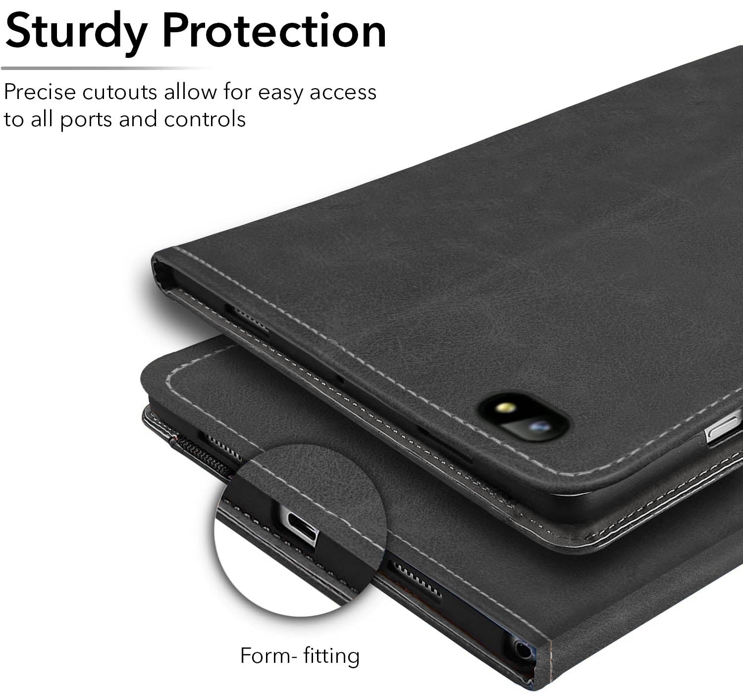 For Flip Cover Folio Case Lava Aura T81N  (UPGOVT) 8 Inch (PU Leather | Multi-Angle Smart Stand | Card Storage Slots | Silicone Back Pouch)