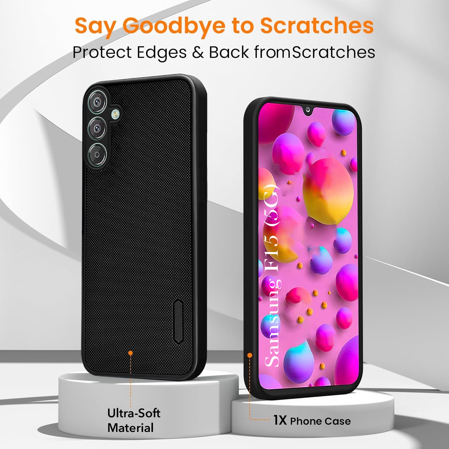 For Samsung Galaxy F15 5G Combo with Back Cover and 9H Tempered Glass (Textured Grip Design | Micro-Fiber Cloth Inside | Oleophobic Coating Screen Glass)