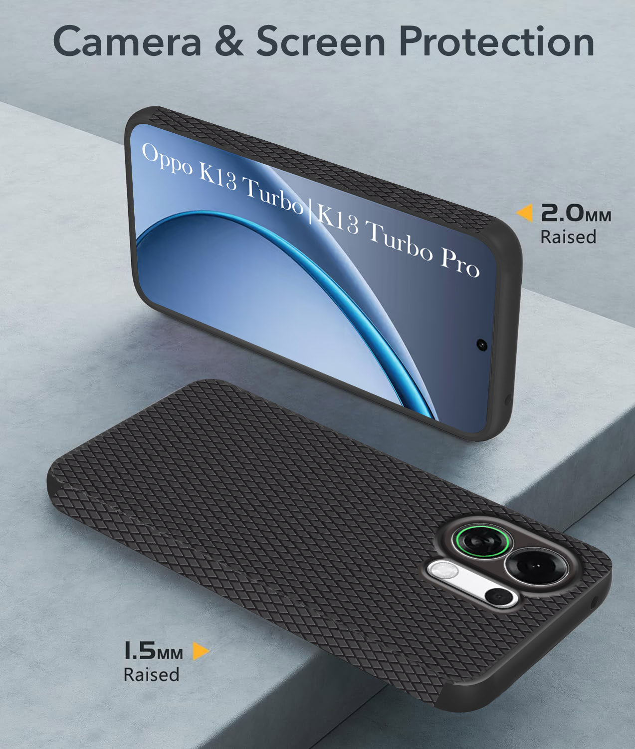 For Oppo K13 Turbo | Oppo K13 Turbo Pro Back Cover Case (Camera Protection | Side Grip Texture | Soft and Flexible)