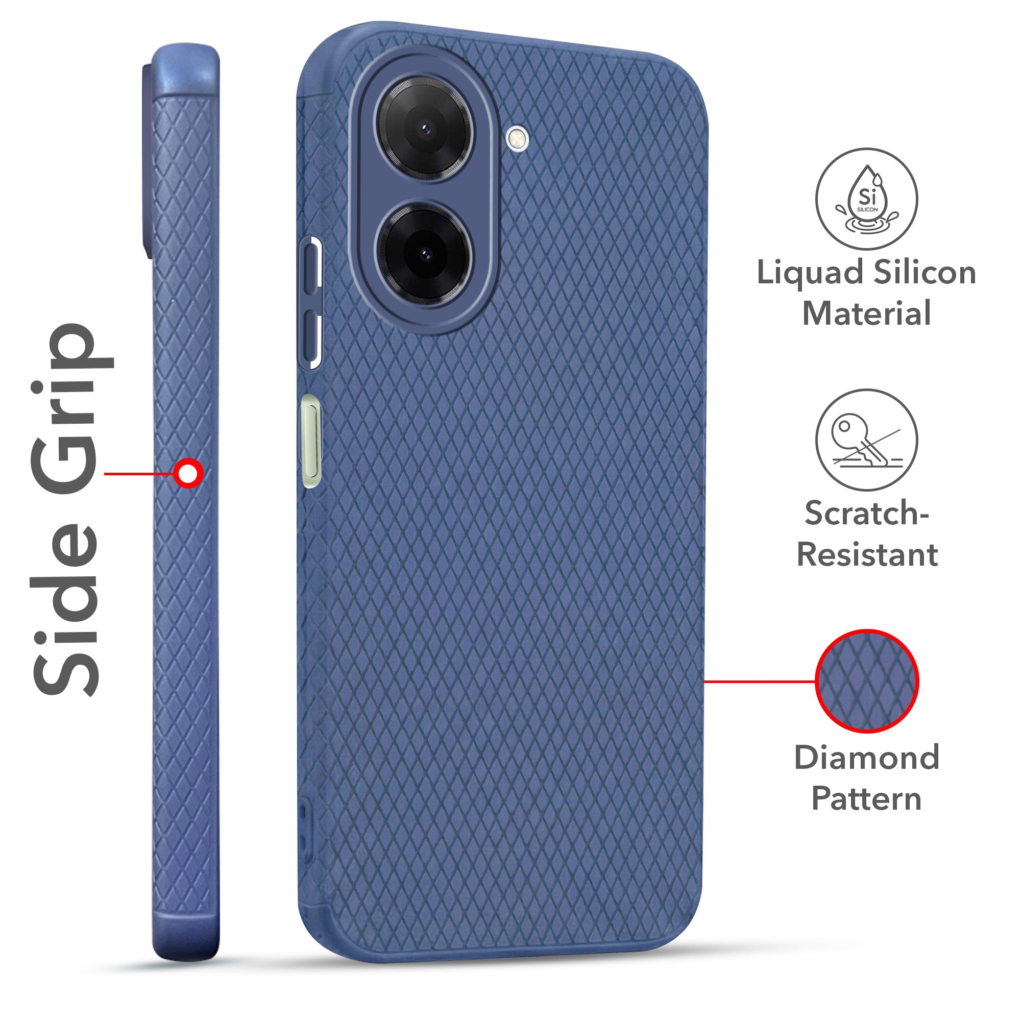For Redmi A5 4G Combo with Back Cover and 9H Tempered Glass (Liquid Silicone | Camera Protection | Oleophobic Coating Screen Glass)
