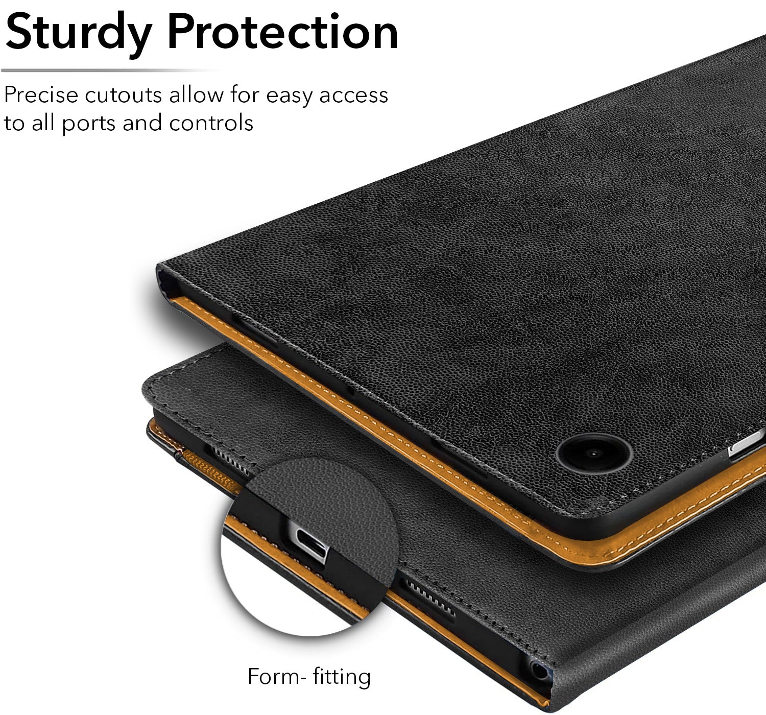 For Samsung Galaxy Tab A9 8.7 Inch SM-X110/X115 Flip Cover Folio Cover (PU Matte Leather | Multi-Angle Smart Stand | Card Storage Slots | Silicone Back Pouch)