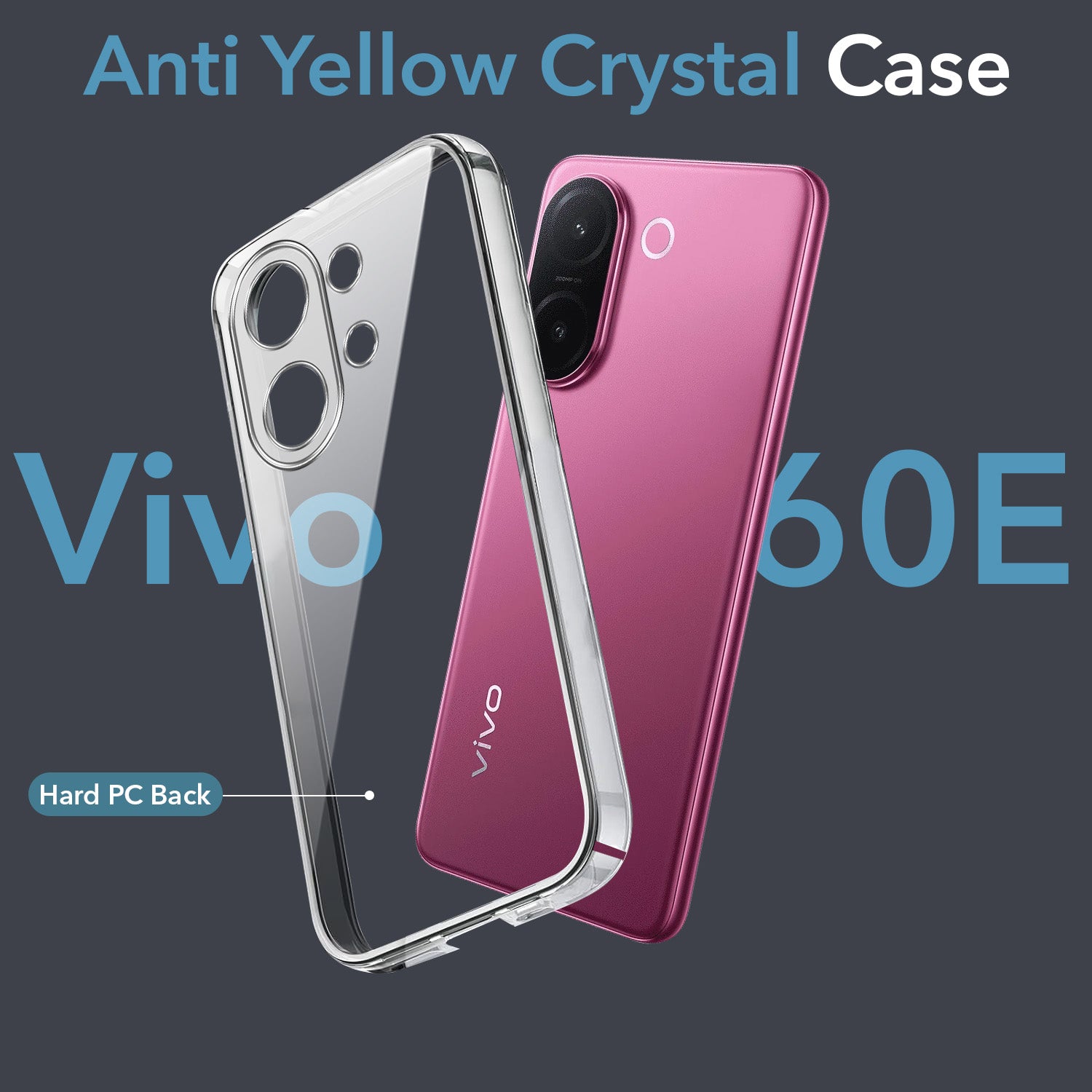 For Vivo V60e Back Cover Case Lifetime Anti-Yellow Clear (Sleek Hard Crystal | Shockproof and Camera Protection)