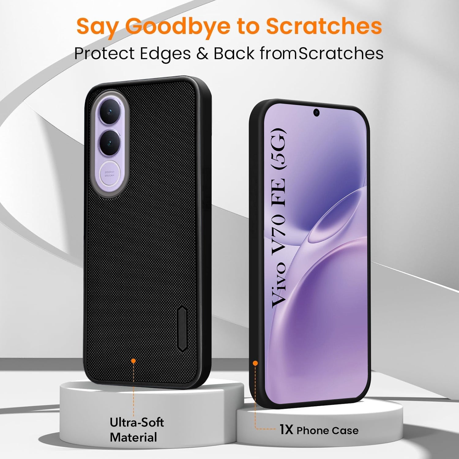 For Vivo V70 FE 5G Combo (Textured Grip Design | Micro-Fiber Cloth Inside | Oleophobic Coating Screen Glass)