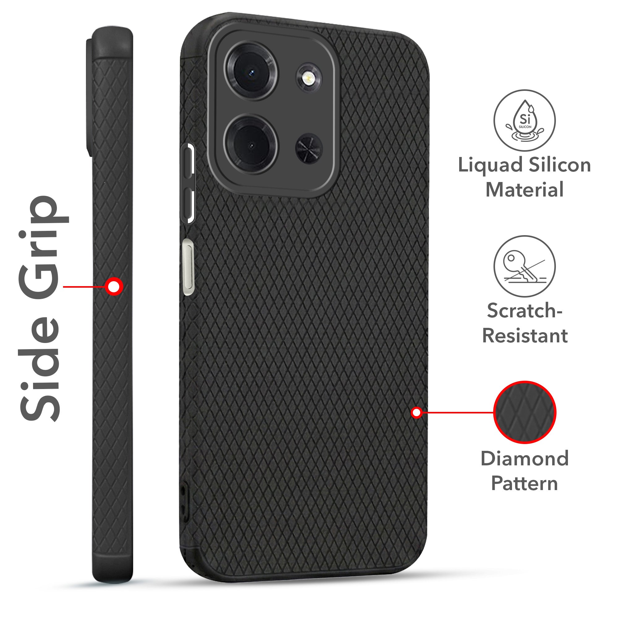 For Poco C85 5G Combo with Back Cover and 9H Tempered Glass (Liquid Silicone | Camera Protection | Oleophobic Coating Screen Glass)