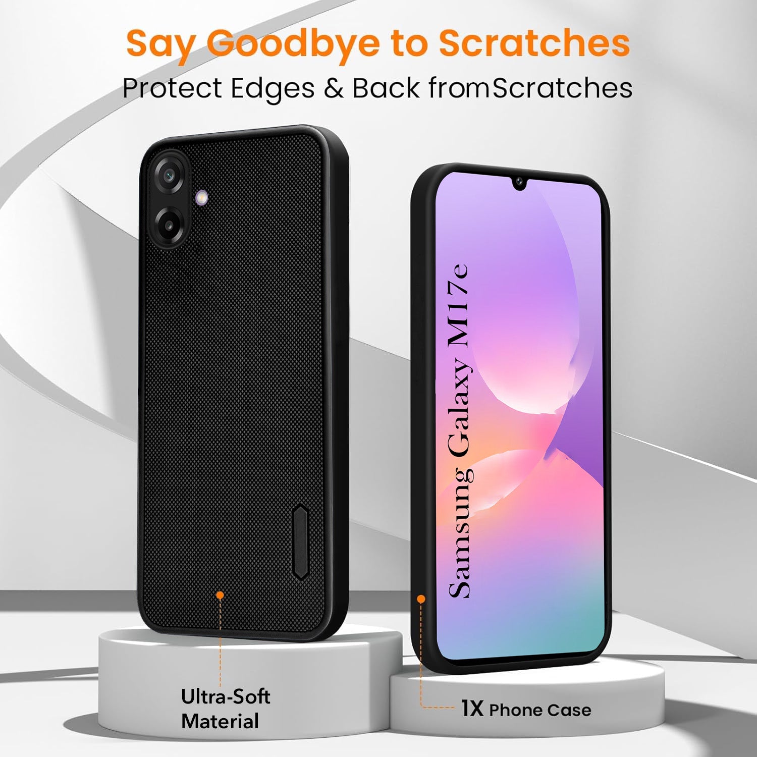 For Samsung Galaxy M17e Combo (Textured Grip Design | Micro-Fiber Cloth Inside | Oleophobic Coating Screen Glass)