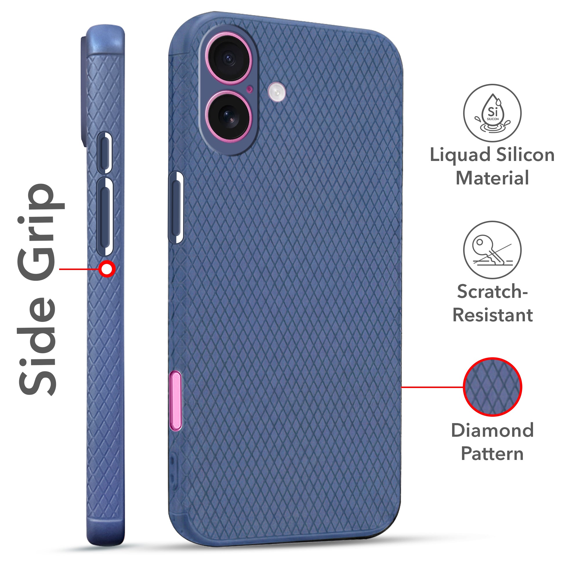 For Apple iPhone 16 Plus Combo with Back Cover and 9H Tempered Glass (Liquid Silicone | Camera Protection | Oleophobic Coating Screen Glass)