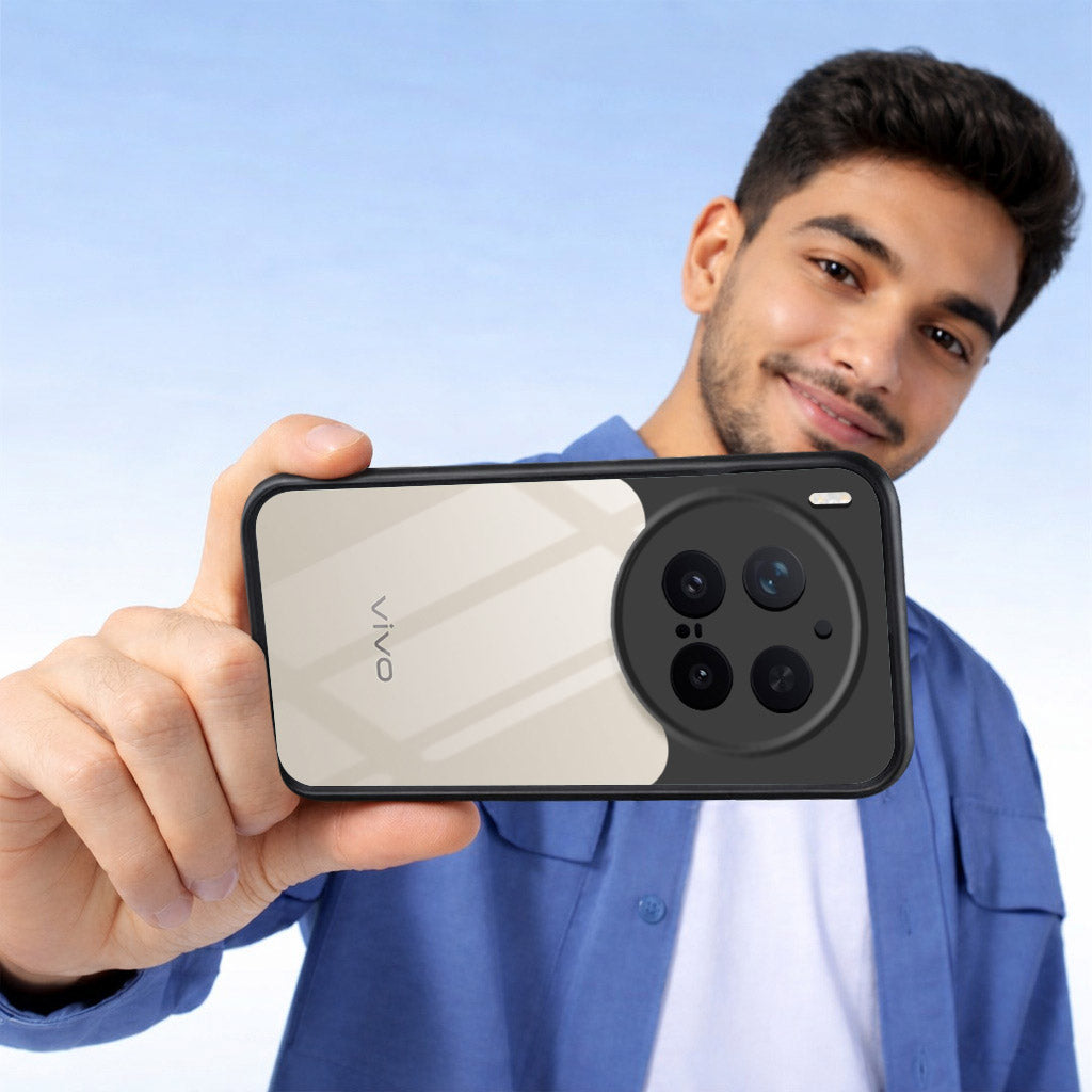 For Vivo X300 Pro Combo with Back Cover and 9H Tempered Glass (Lifetime Anti-Yellow | Crystal Clear Shockproof | Oleophobic Coating Screen Glass)