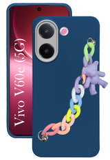 For Vivo V60e Back Cover Case (Matte Finish |Wrist Hanging Chain | Teddy Bracelet Charms | Full Camera Protection)