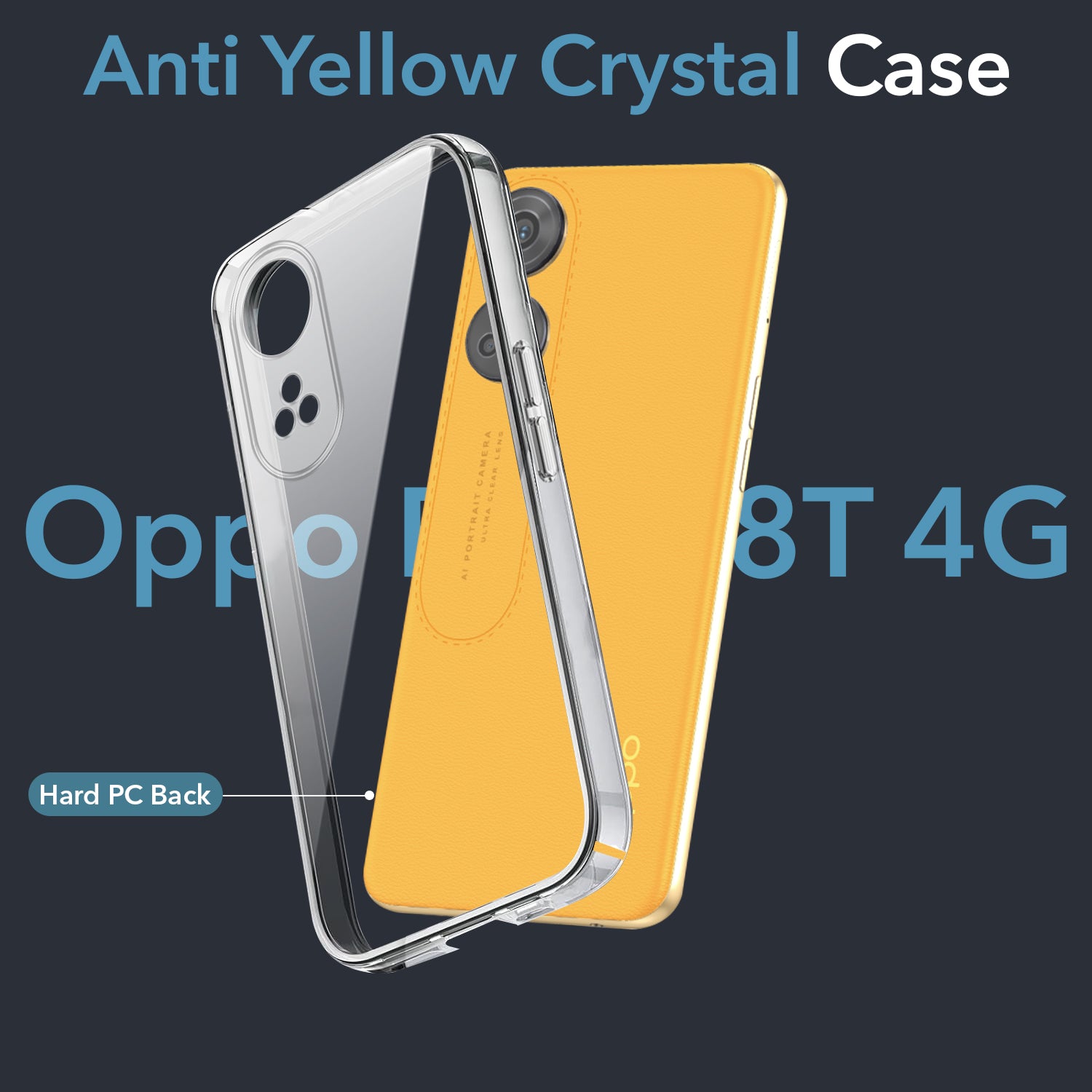 For Oppo Reno 8T Back Cover Case (Hard Anti Yellow Clear Case | Sleek Hard Crystal Clear | Drop & Camera Protection | Shockproof Polycarbonate)