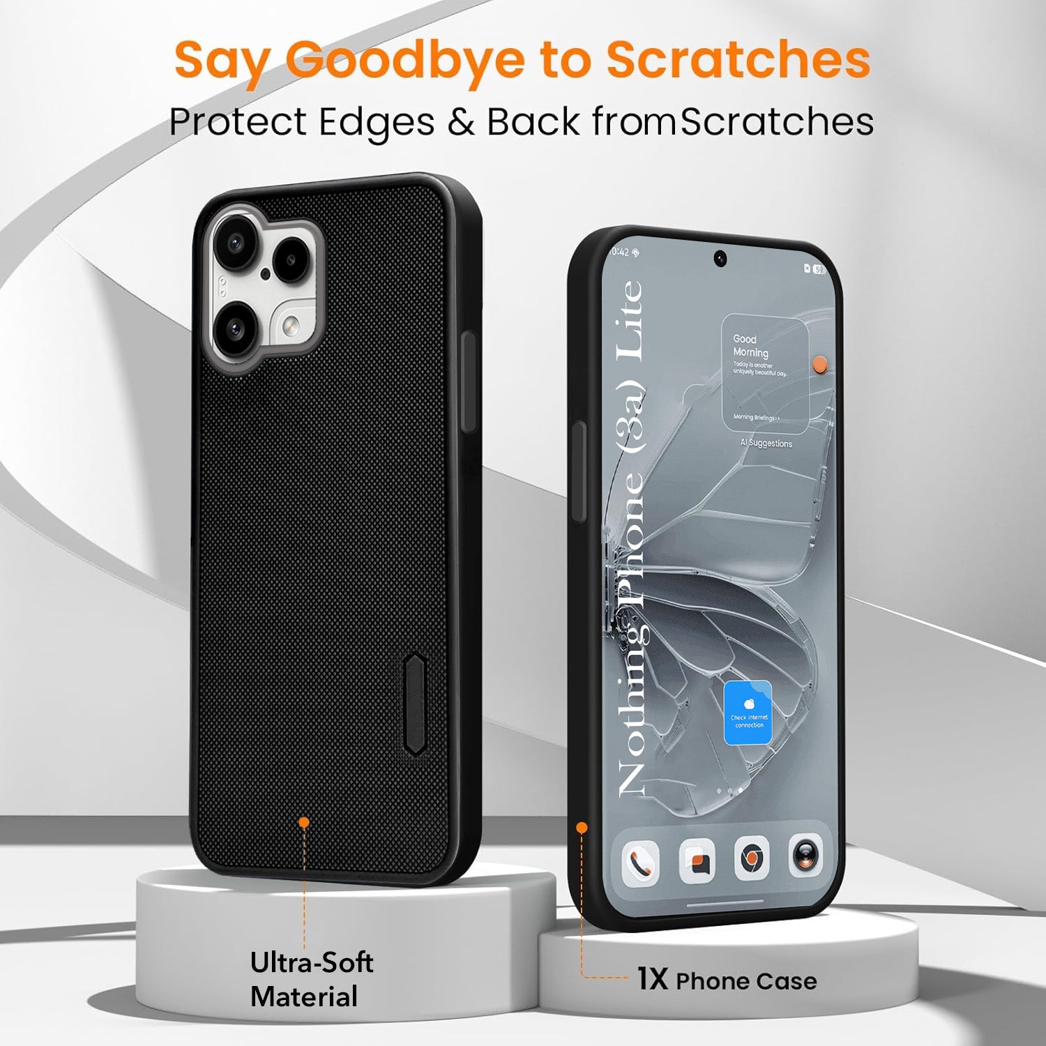 For Nothing Phone 3A Lite Combo (Textured Grip Design | Micro-Fiber Cloth Inside | Oleophobic Coating Screen Glass)
