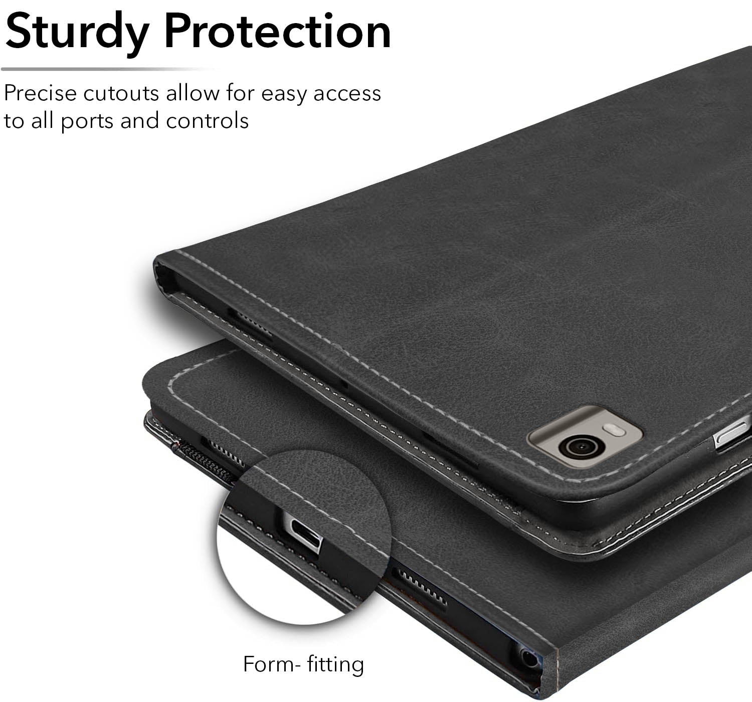 For Flip Cover Folio Case  Nokia T21 (TA-1495, TA-1521, TA-1505, TA-1487) 10 Inch (PU Leather | Multi-Angle Smart Stand | Card Storage Slots | Silicone Back Pouch)