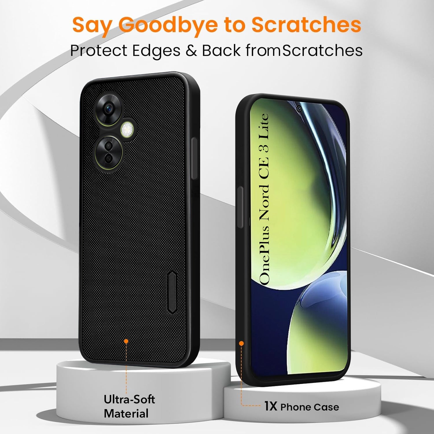 For OnePlus Nord CE 3 Lite Combo (Textured Grip Design | Micro-Fiber Cloth Inside | Oleophobic Coating Screen Glass)