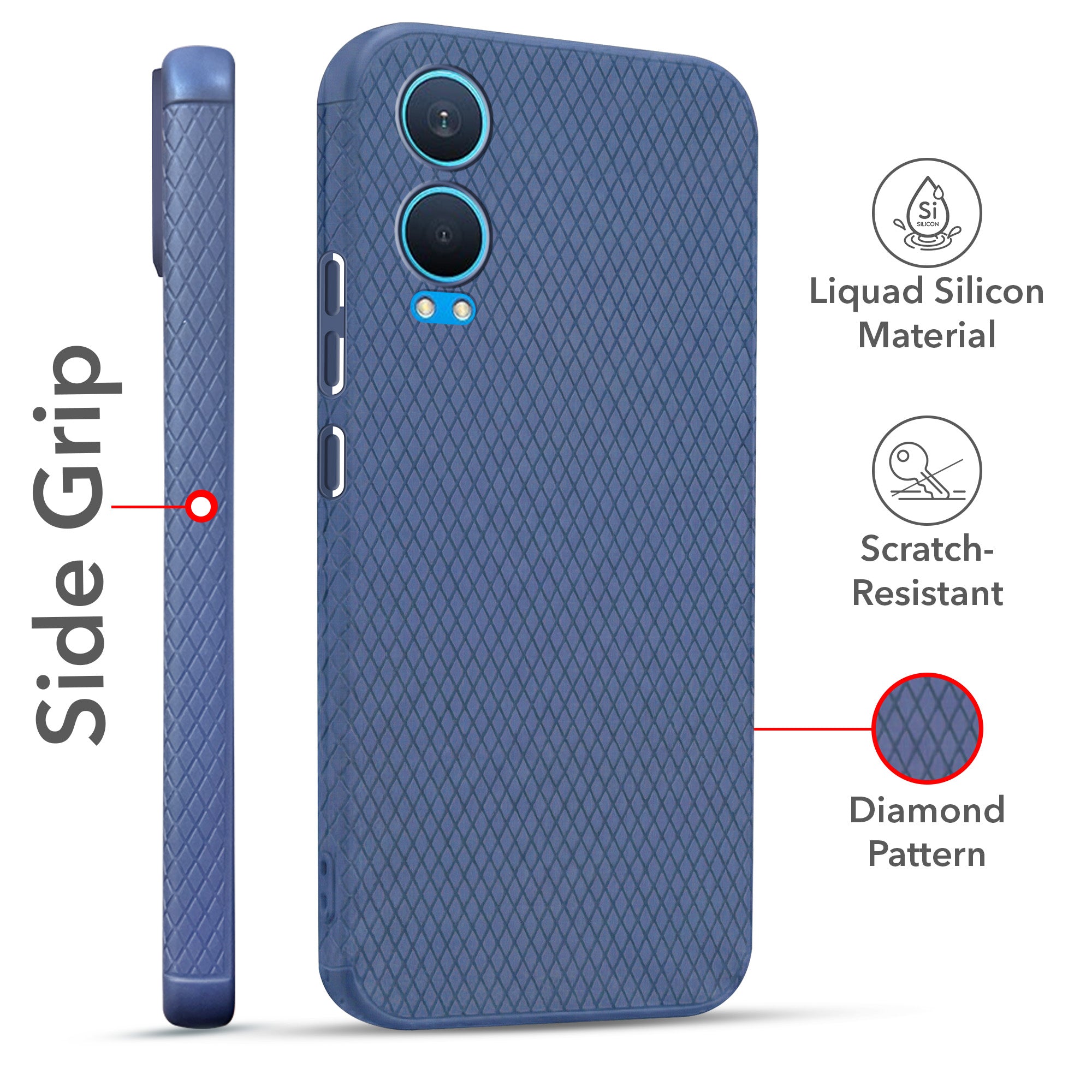 For Oneplus Nord CE 4 Lite 5G Combo with Back Cover and 9H Tempered Glass (Liquid Silicone | Camera Protection | Oleophobic Coating Screen Glass)