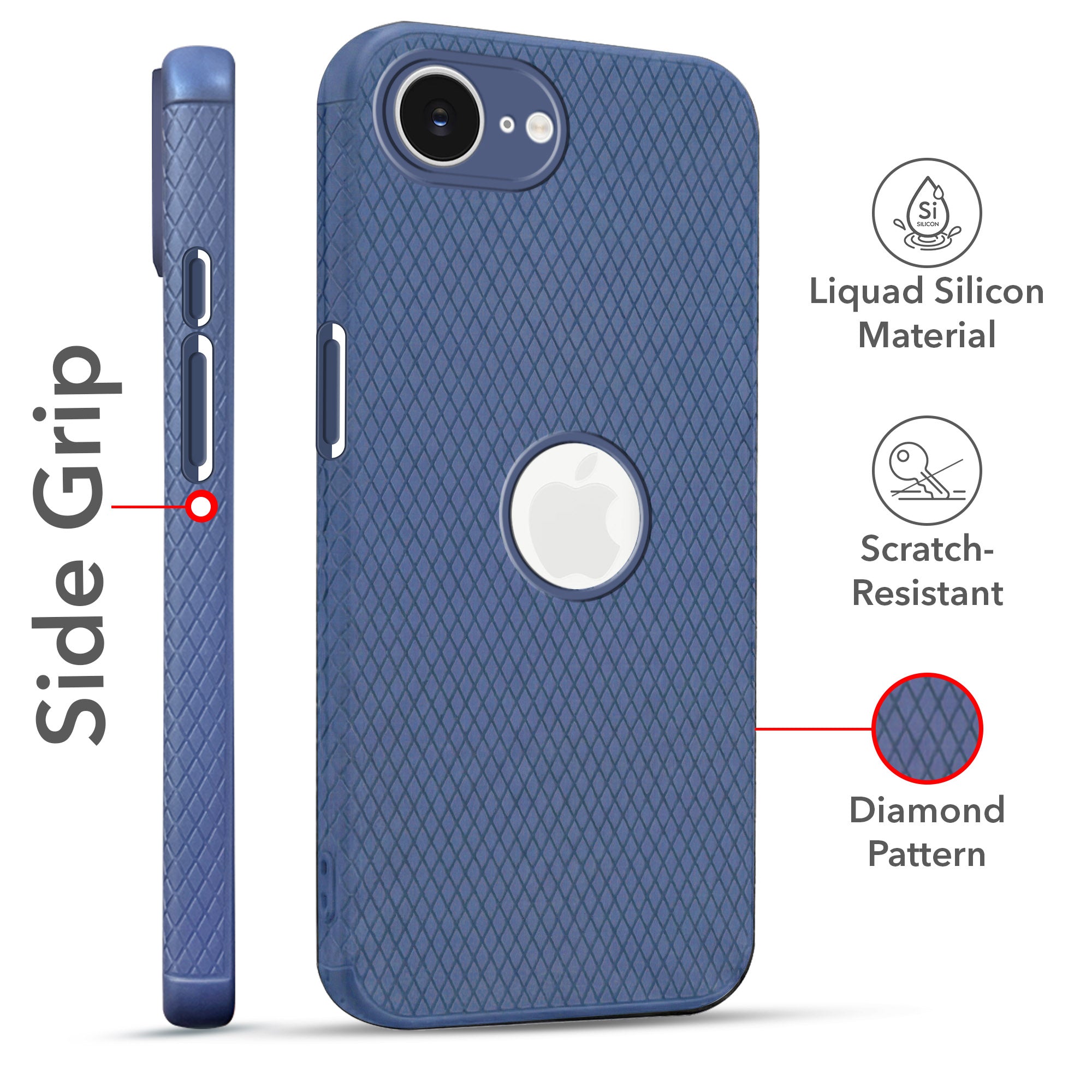 For Apple iPhone 16e | iPhone 17e Combo with Back Cover and 9H Tempered Glass (Liquid Silicone | Camera Protection | Oleophobic Coating Screen Glass)