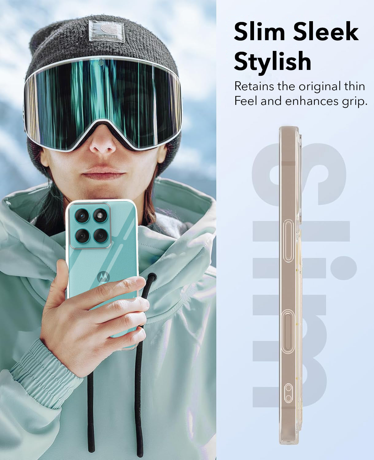 For Motorola Moto Edge 60 Fusion Combo with Back Cover and 9H Tempered Glass (Lifetime Anti-Yellow | Sleek Hard Crystal | Oleophobic Coating Screen Glass)