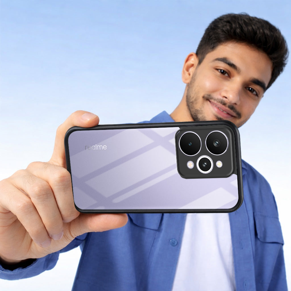 For Realme 15 Pro Combo with Back Cover and 9H Tempered Glass (Lifetime Anti-Yellow | Crystal Clear Shockproof | Oleophobic Coating Screen Glass)