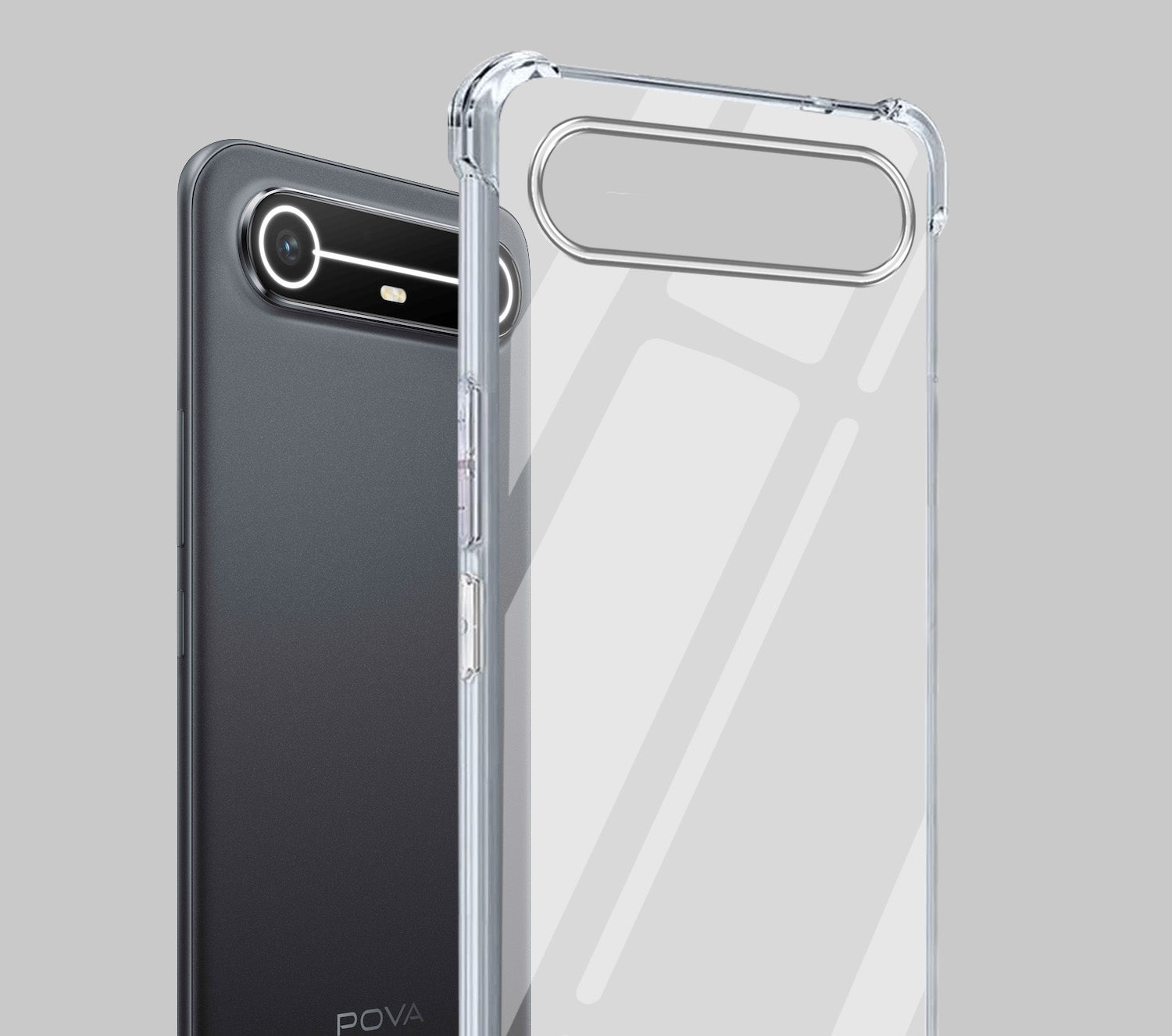 For Tecno Pova Slim Back Cover Shockproof Crystal-Clear (Drop & Camera Protection | Hard Polycarbonate)