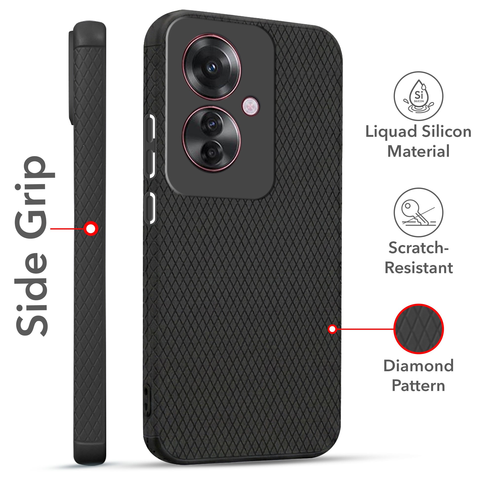 For Oppo Reno11 F 5G | Oppo Reno 11F 5G Combo with Back Cover and 9H Tempered Glass (Liquid Silicone | Camera Protection | Oleophobic Coating Screen Glass)