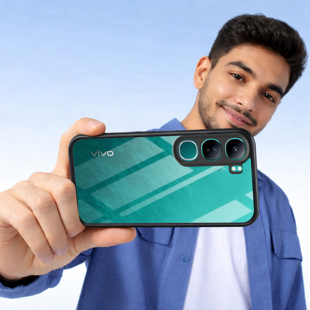 For Vivo Y300 Combo with Back Cover and 9H Tempered Glass ( Lifetime Anti-Yellow | Crystal Clear Shockproof | Oleophobic Coating Screen Glass)