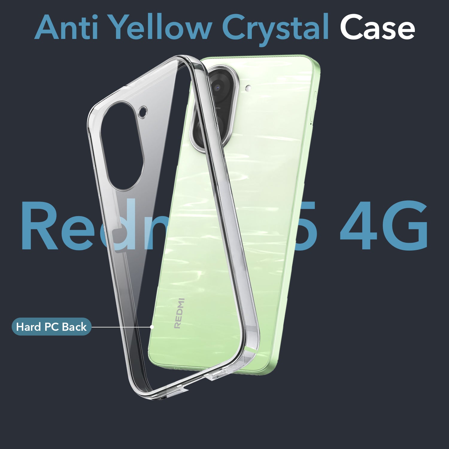 For Redmi A5 4G Lifetime Anti-Yellow Clear Back Cover Case (Sleek Hard Crystal | Shockproof and Camera Protection)