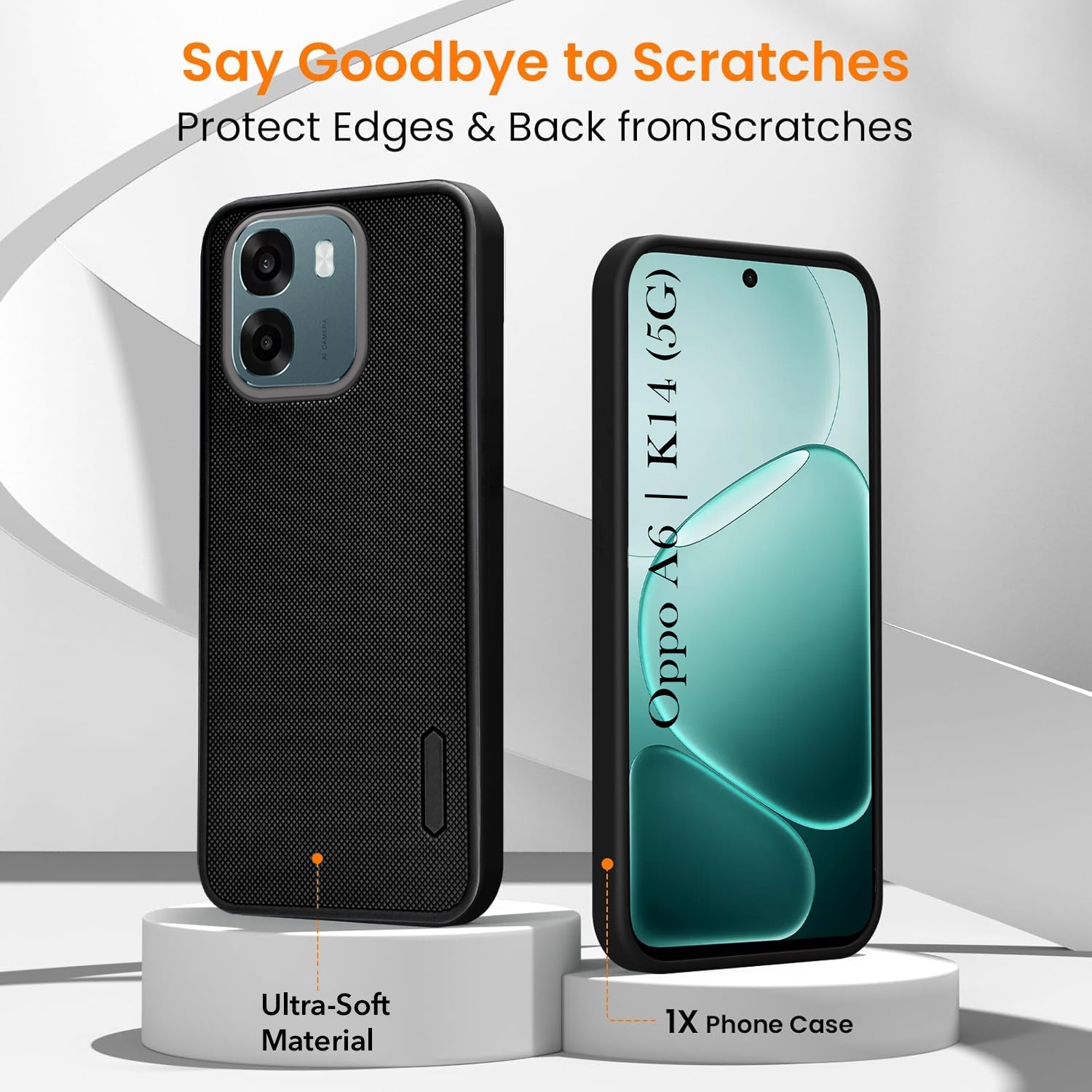 For Oppo A6 & Oppo K14 Combo (Textured Grip Design | Micro-Fiber Cloth Inside | Oleophobic Coating Screen Glass)