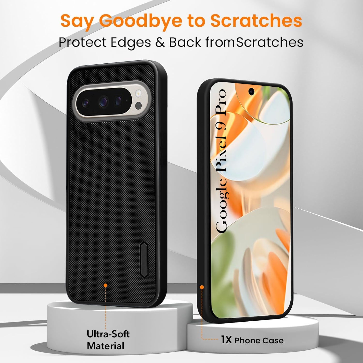 For Google Pixel 9 Pro Combo (Textured Grip Design | Micro-Fiber Cloth Inside | Oleophobic Coating Screen Glass)