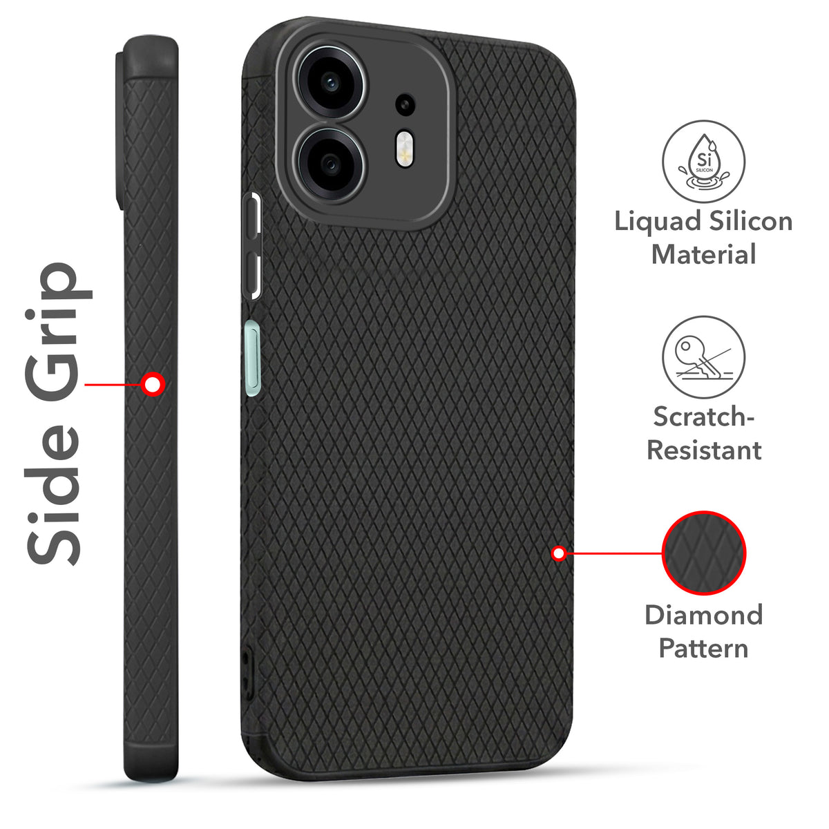 For OnePlus N6 Combo with Back Cover and 9H Tempered Glass (Liquid Silicone | Camera Protection | Oleophobic Coating Screen Glass)