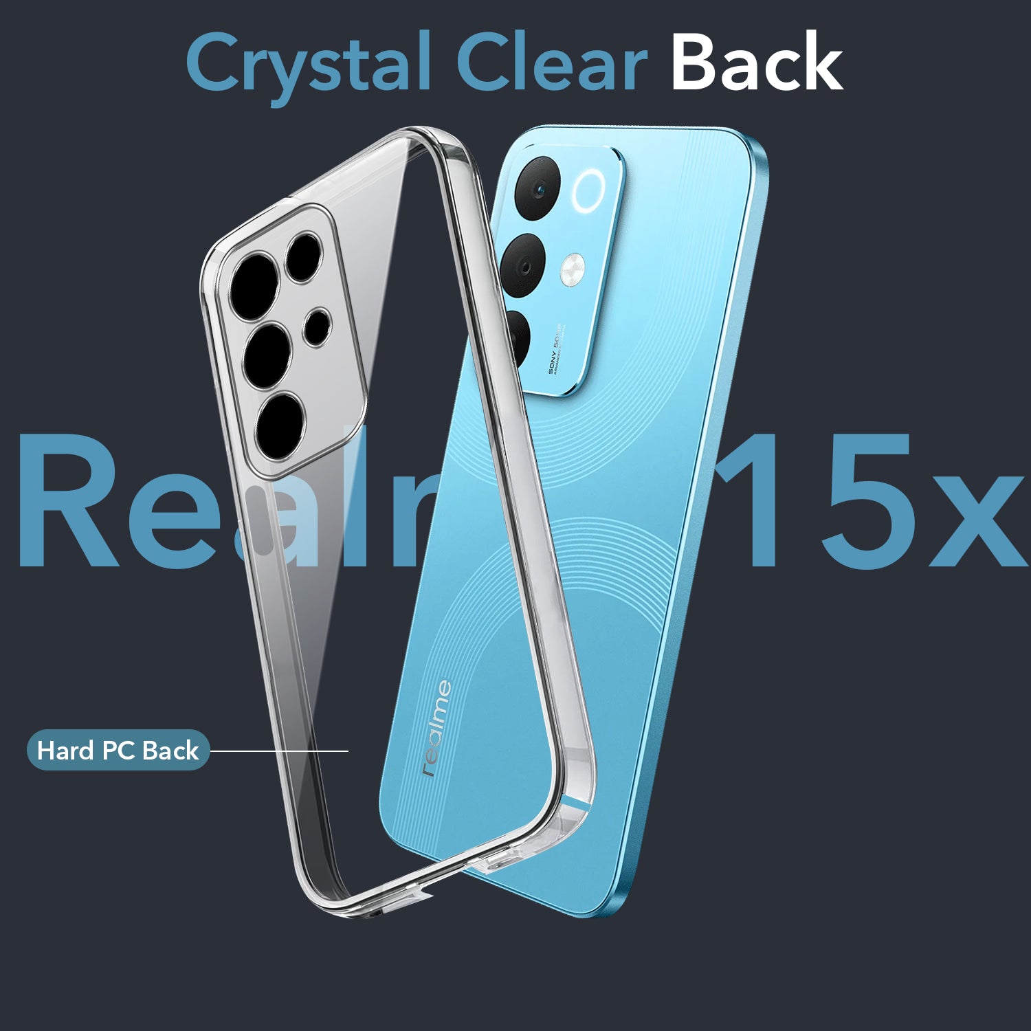 For Realme 15X Back Cover Case Lifetime Anti-Yellow Clear (Sleek Hard Crystal | Shockproof and Camera Protection)