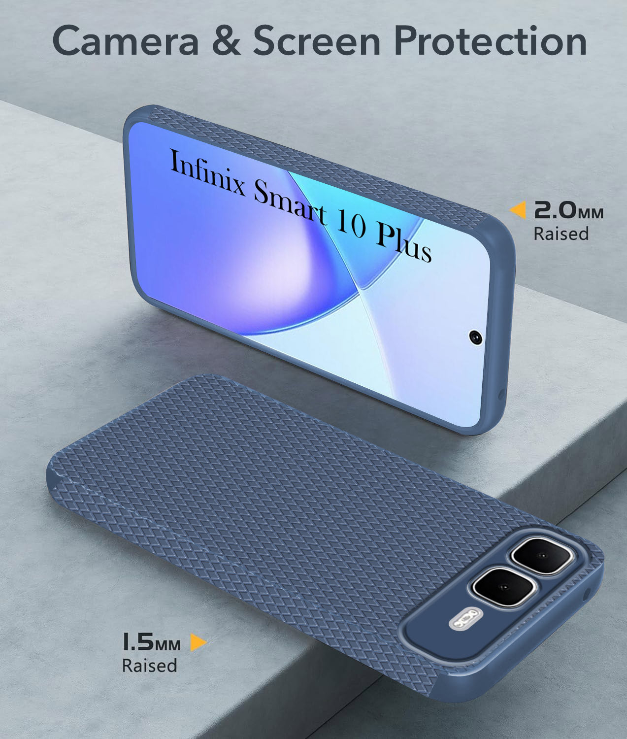 For Infinix Smart 10 Plus Back Cover Case (Camera Protection | Side Grip Texture | Soft and Flexible)