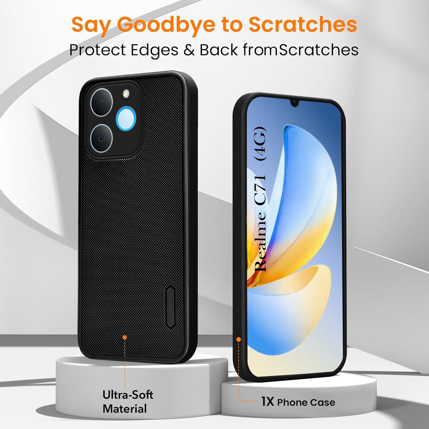 For Realme C71 Combo (Textured Grip Design | Micro-Fiber Cloth Inside | Oleophobic Coating Screen Glass)