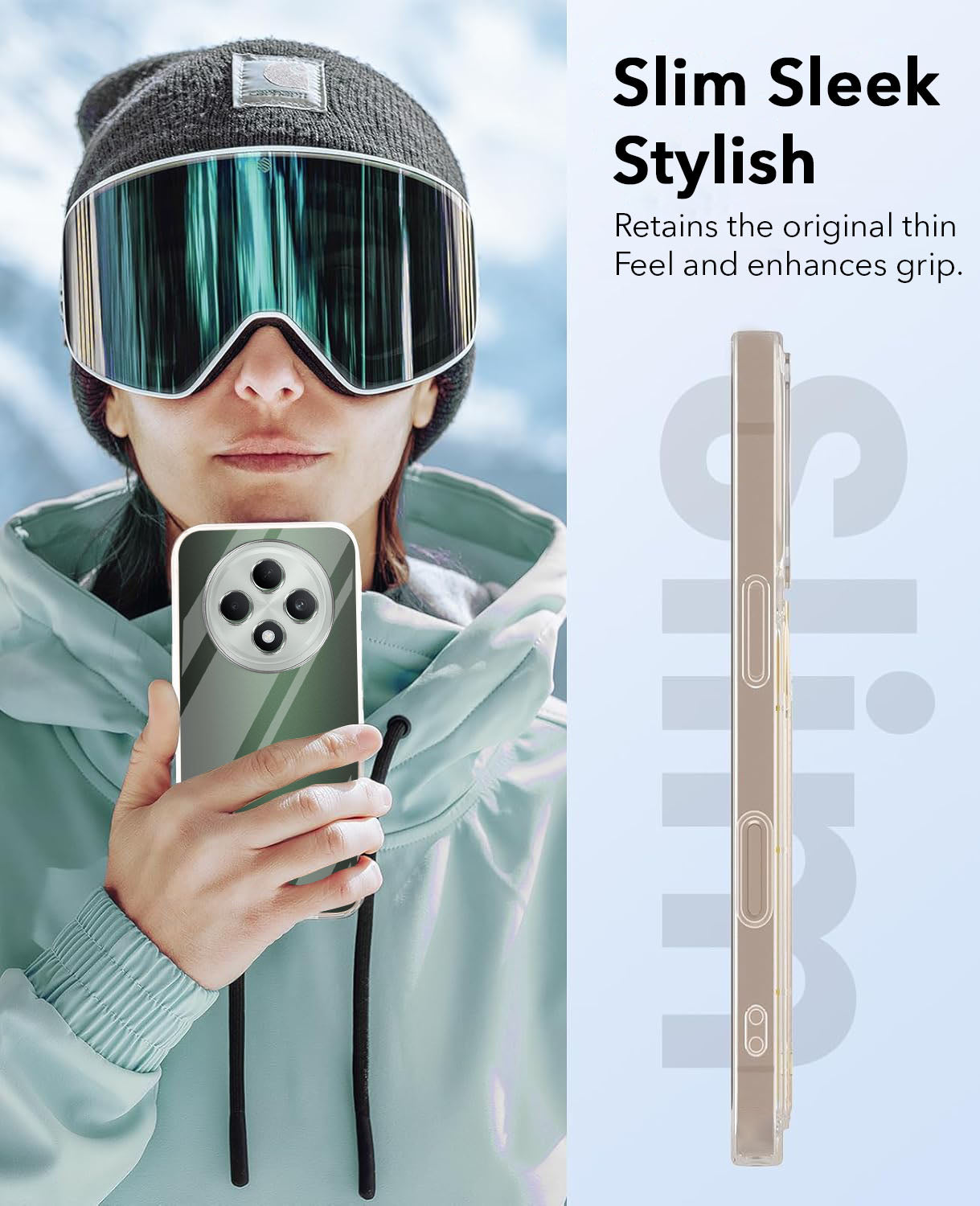 For Oppo F27 5G Combo with Back Cover and 9H Tempered Glass (Lifetime Anti-Yellow | Sleek Hard Crystal | Oleophobic Coating Screen Glass)