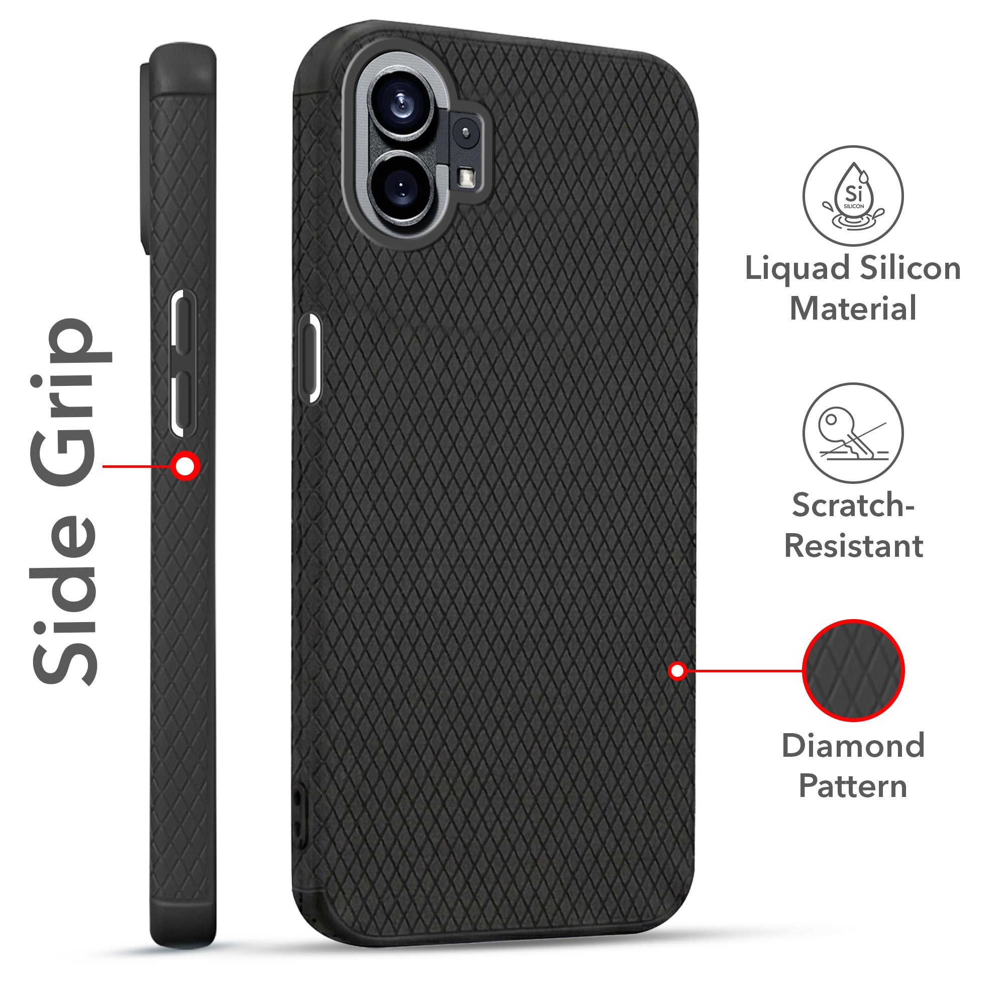 For Nothing Phone 1 Combo with Back Cover and 9H Tempered Glass (Liquid Silicone | Camera Protection | Oleophobic Coating Screen Glass)