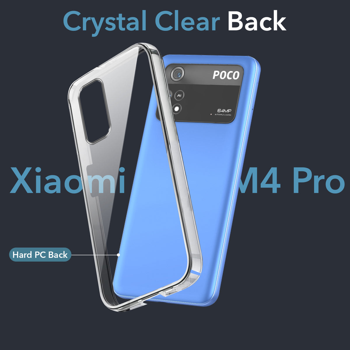 For Poco M4 Pro 4G Back Cover Case Lifetime Anti-Yellow Clear (Sleek Hard Crystal | Shockproof and Camera Protection)