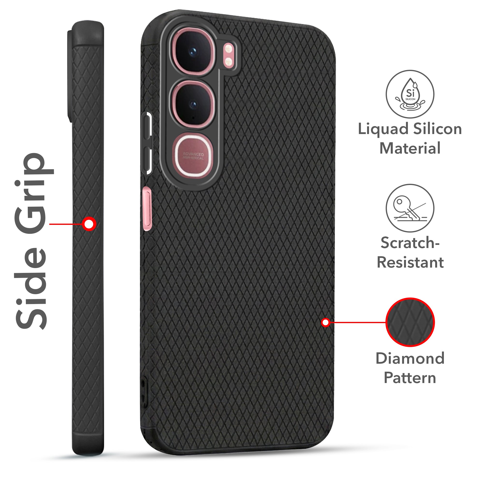 For Vivo Y31 5G Combo with Back Cover and 9H Tempered Glass (Liquid Silicone | Camera Protection | Oleophobic Coating Screen Glass)