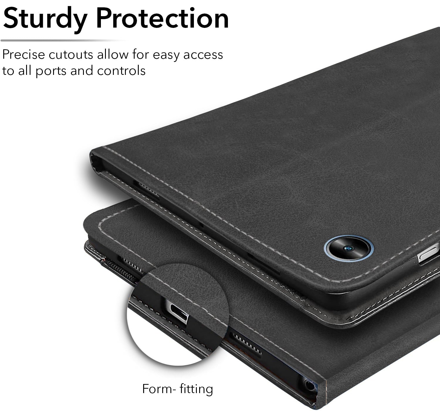 For Realme Pad Mini 8.7 Inch RMP2105/2106 Flip Cover Folio Case (PU Leather | Multi-Angle Smart Stand | Card Storage Slots | Silicone Back Pouch)