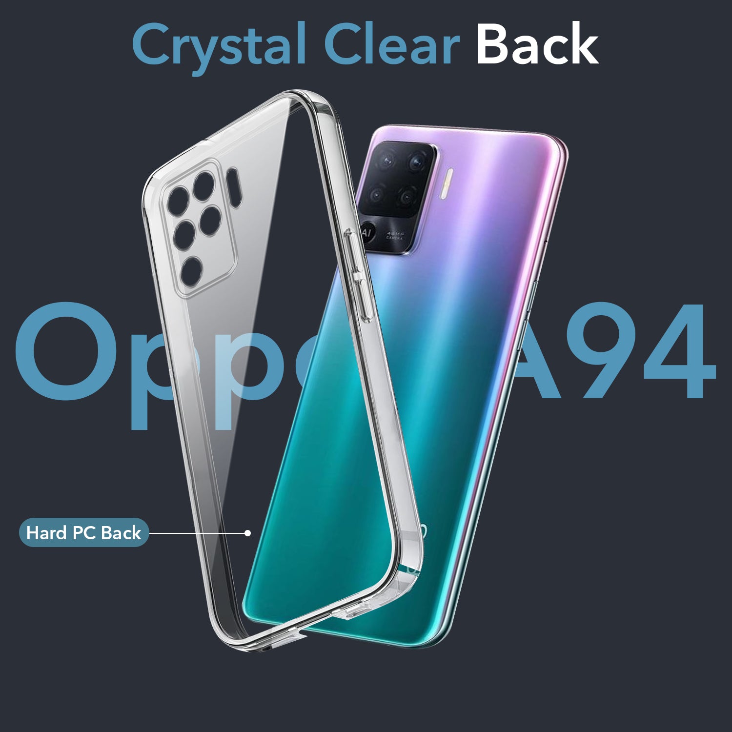 For Oppo A94 4G Back Cover Case (Hard Anti Yellow Clear Case | Drop & Camera Protection | Shockproof Polycarbonate)