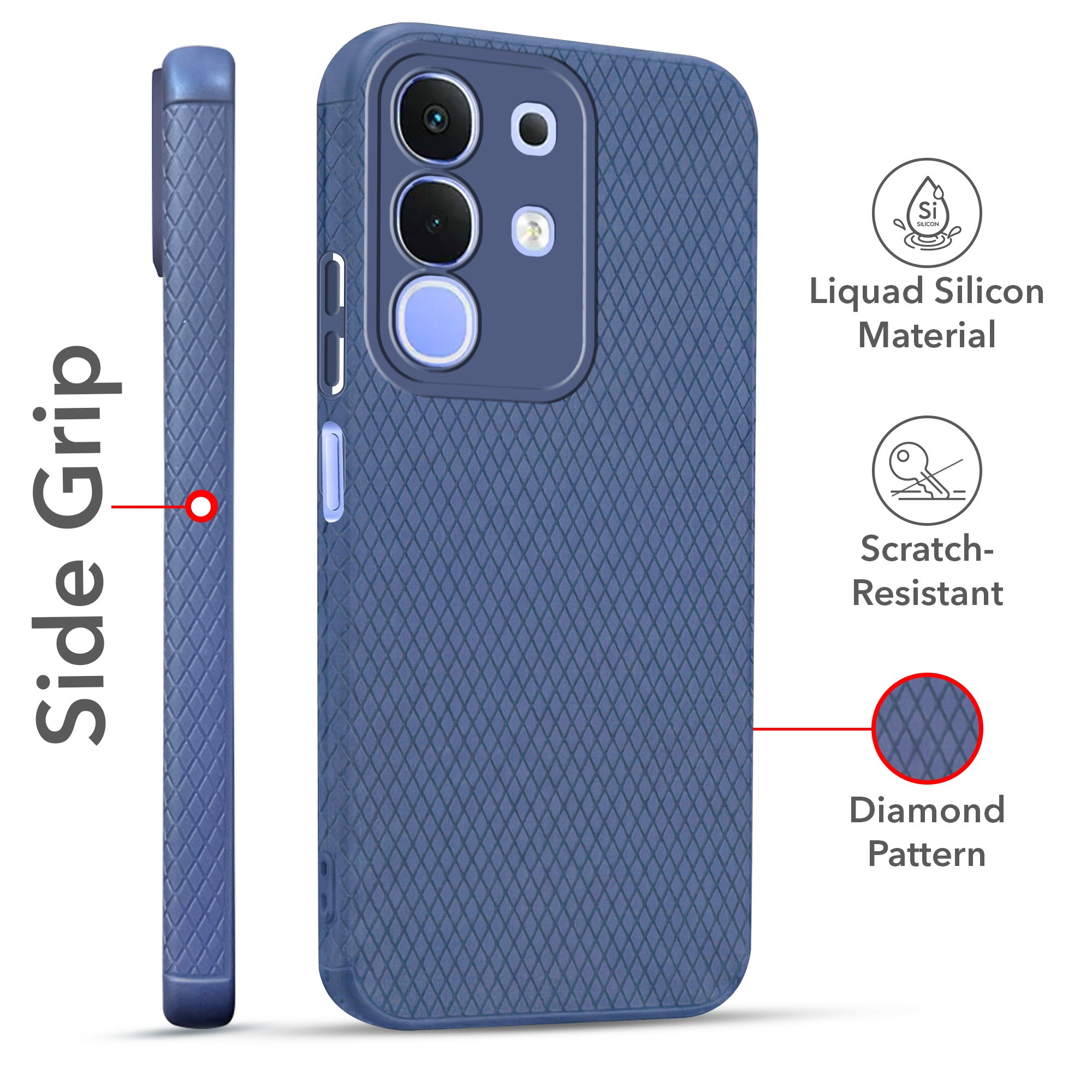 For Vivo iQOO Z10x Combo with Back Cover and 9H Tempered Glass (Liquid Silicone | Camera Protection | Oleophobic Coating Screen Glass)