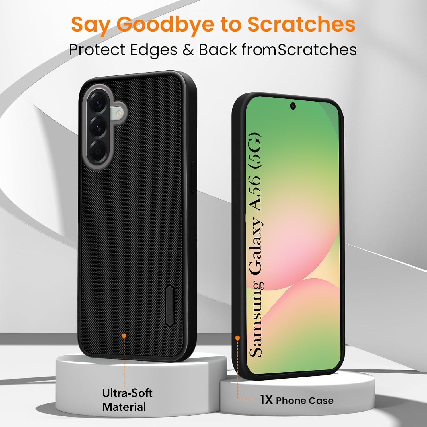 For Samsung Galaxy A56 Combo with Back Cover and 9H Tempered Glass (Textured Grip Design | Micro-Fiber Cloth Inside | Oleophobic Coating Screen Glass)