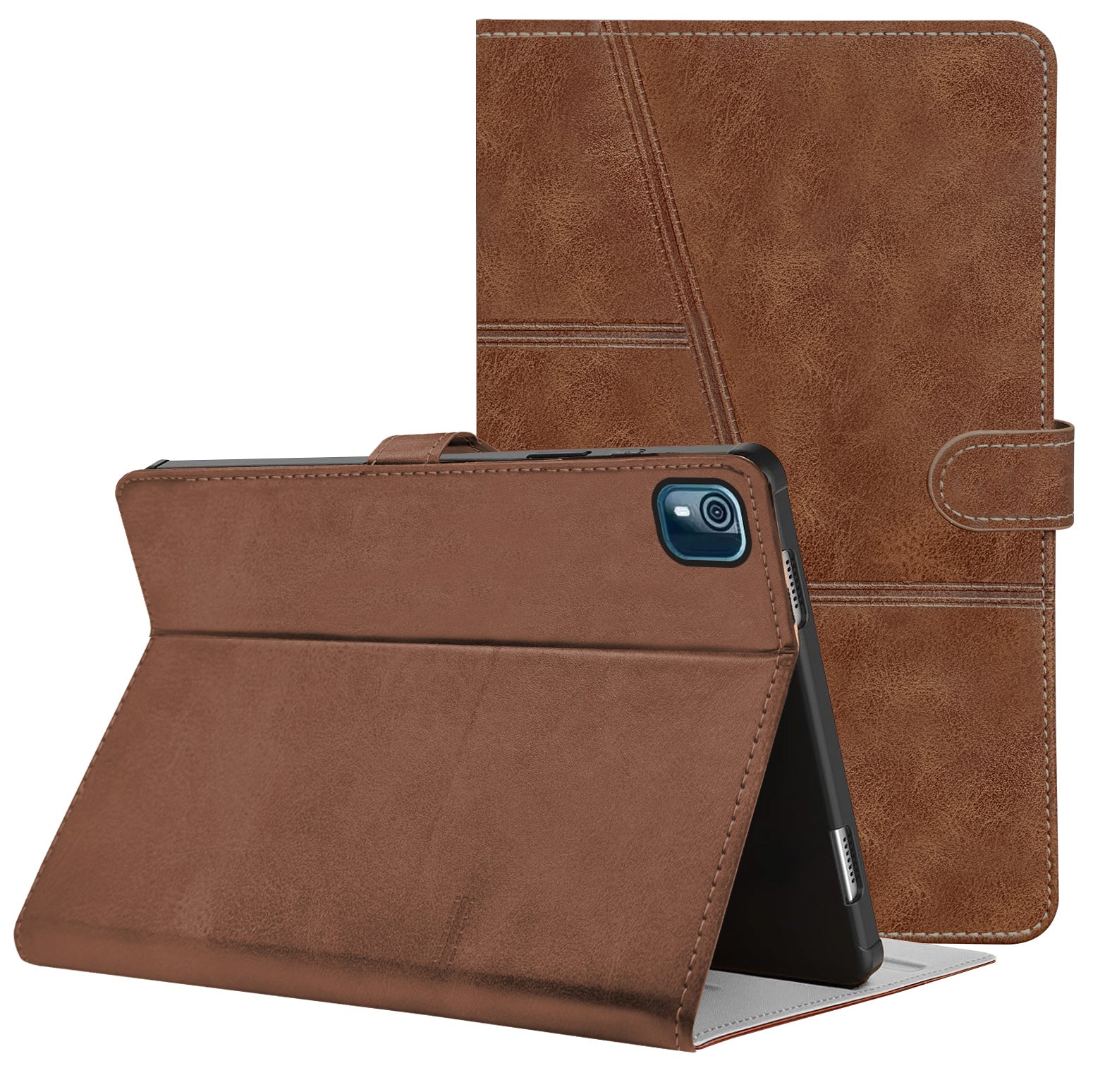 For Flip Cover Folio Case  Nokia T10 (TA-1503, TA-1472, TA-1462, TA-1457) 8 Inch (PU Leather | Multi-Angle Smart Stand | Card Storage Slots | Silicone Back Pouch)