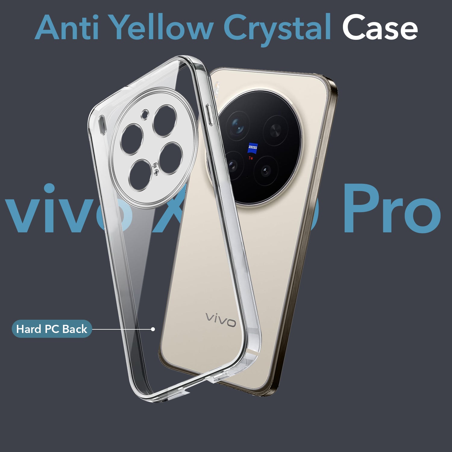For Vivo X300 Pro Back Cover Case Lifetime Anti-Yellow Clear (Sleek Hard Crystal | Shockproof and Camera Protection)