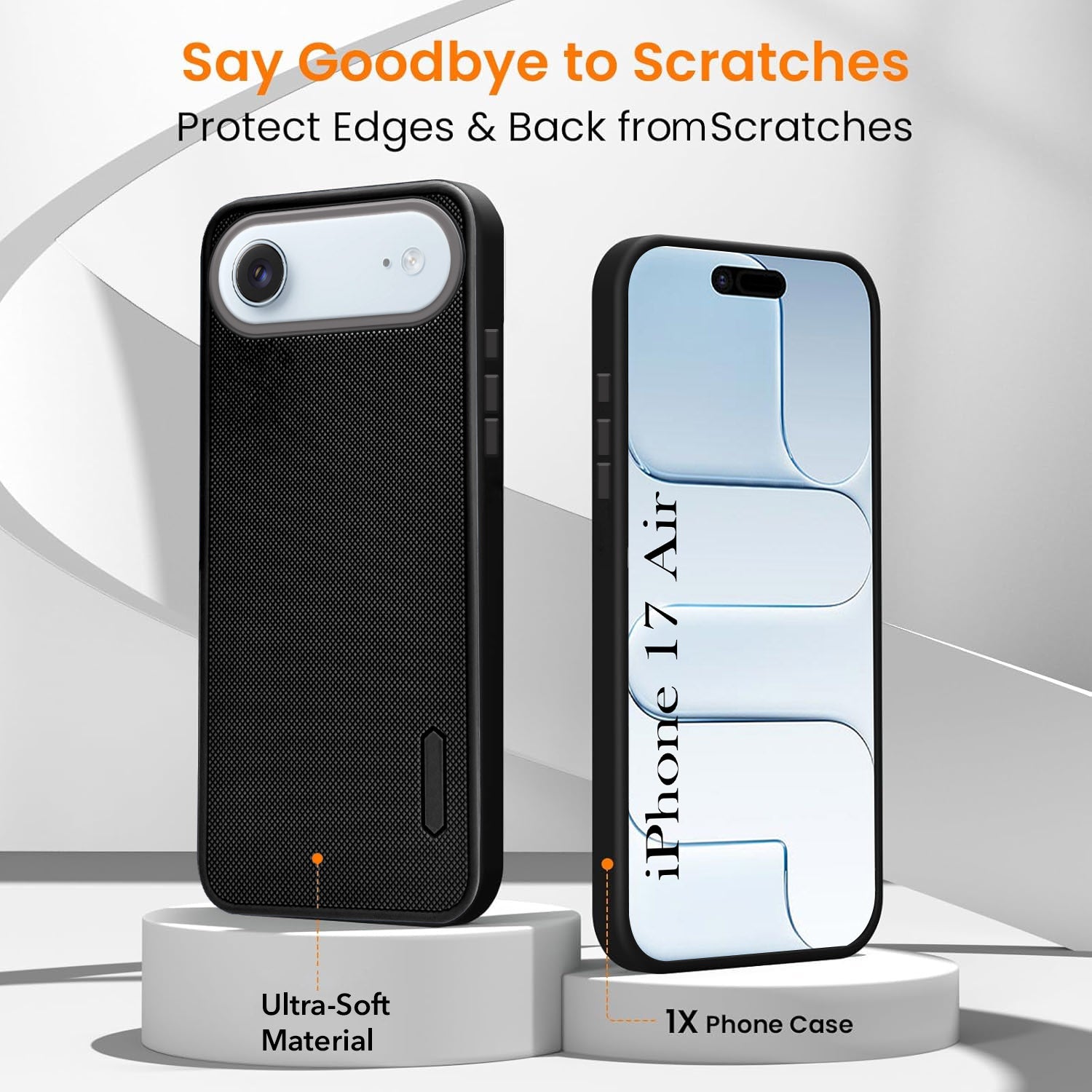 For Apple iPhone 17 Air Combo with Back Cover and 9H Tempered Glass (Textured Grip Design | Micro-Fiber Cloth Inside | Oleophobic Coating Screen Glass)