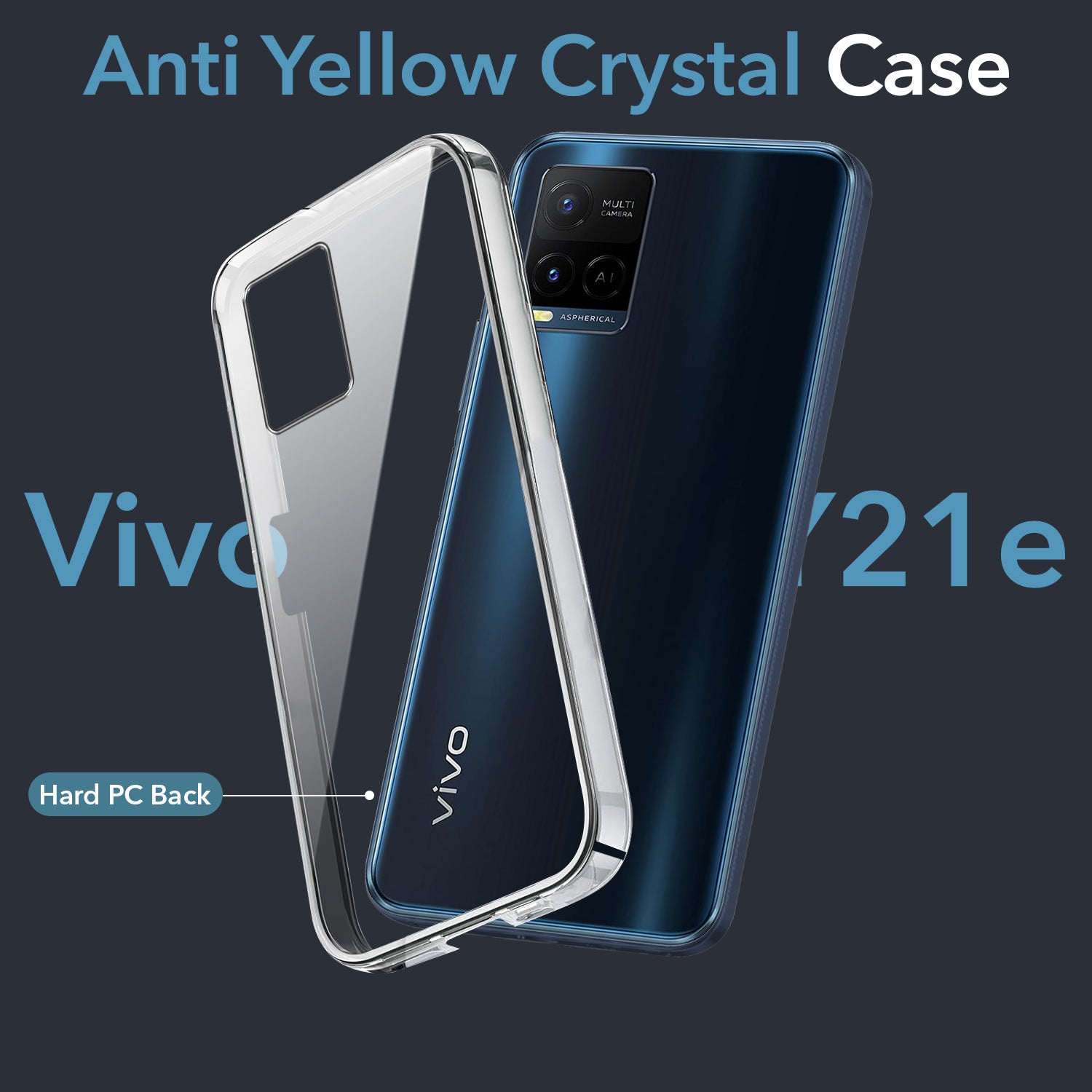 For Vivo Y21e | Vivo Y21A | Vivo Y32 Back Cover Case (Hard Anti Yellow Clear Case | Drop & Camera Protection | Shockproof Polycarbonate)