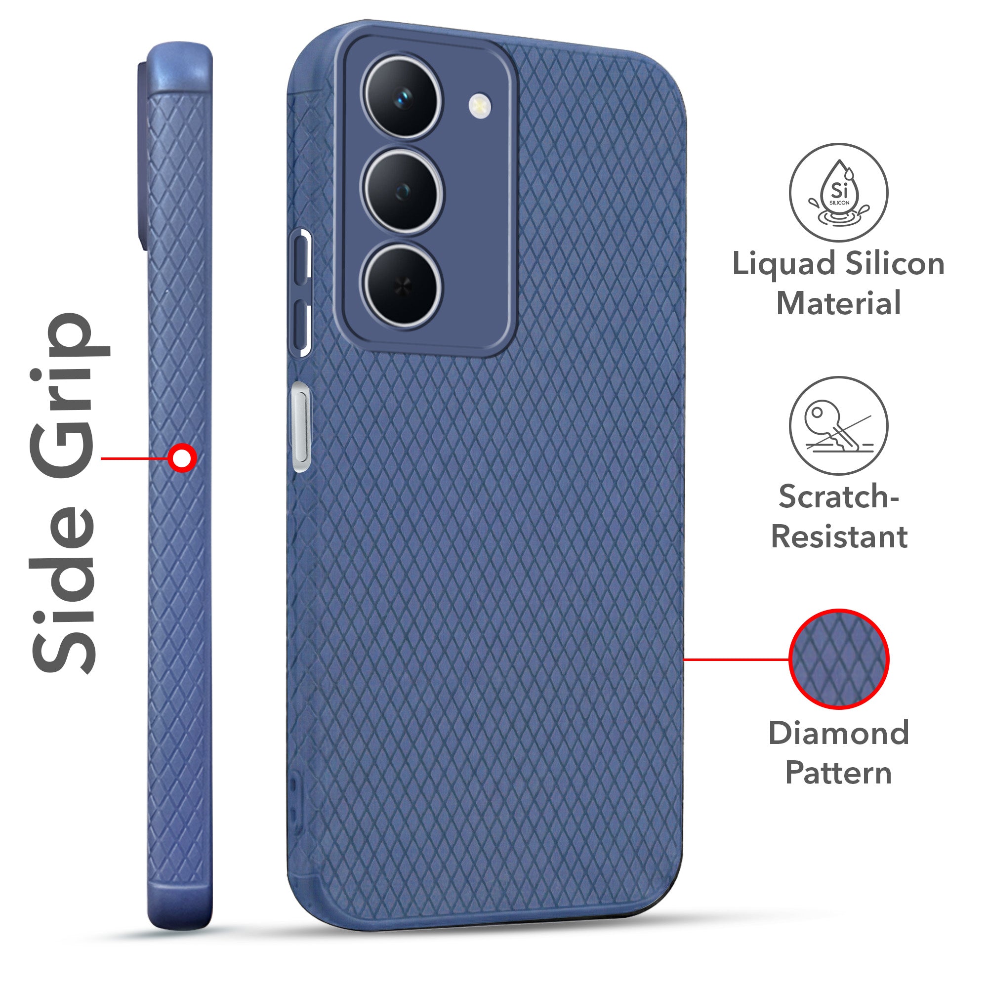 For Realme P3x Combo with Back Cover and 9H Tempered Glass (Liquid Silicone | Camera Protection | Oleophobic Coating Screen Glass)