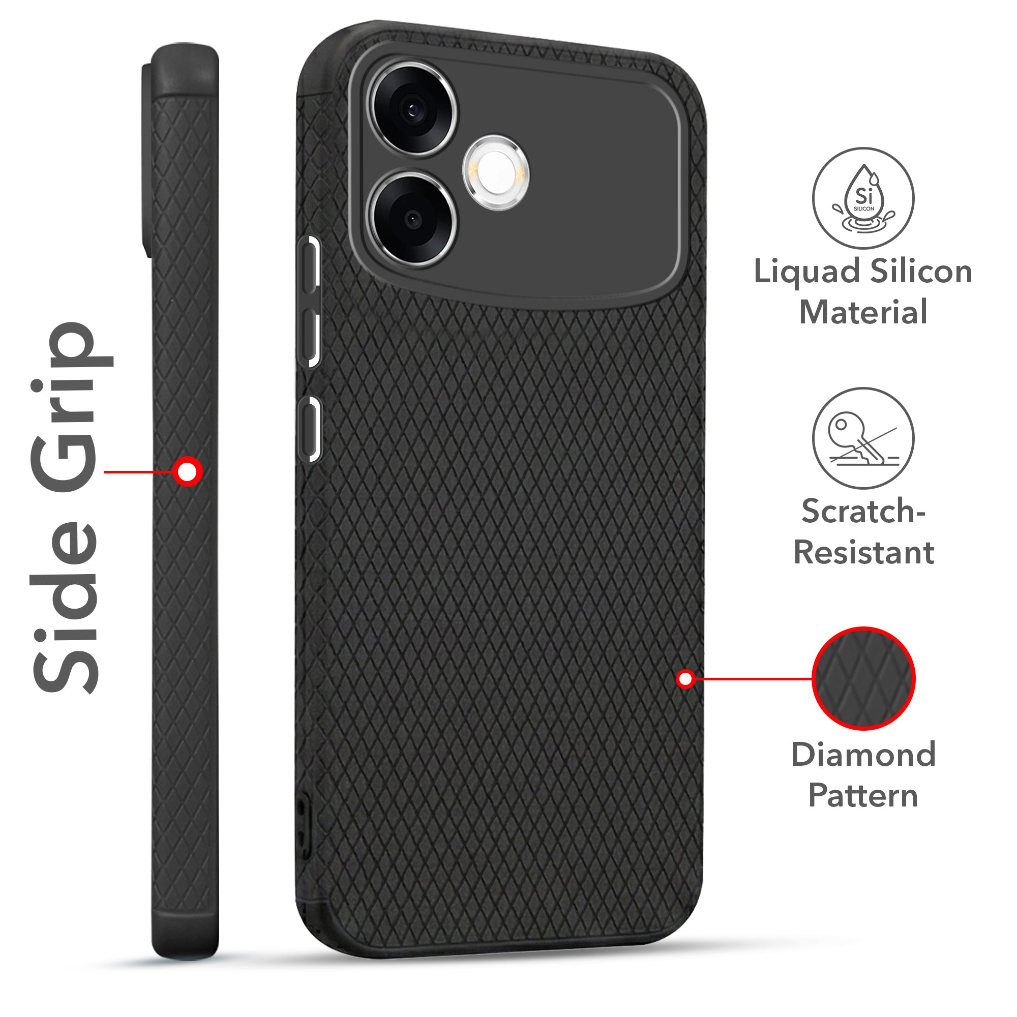 For Oppo F33 Pro 5G Combo with Back Cover and 9H Tempered Glass (Liquid Silicone | Camera Protection | Oleophobic Coating Screen Glass)