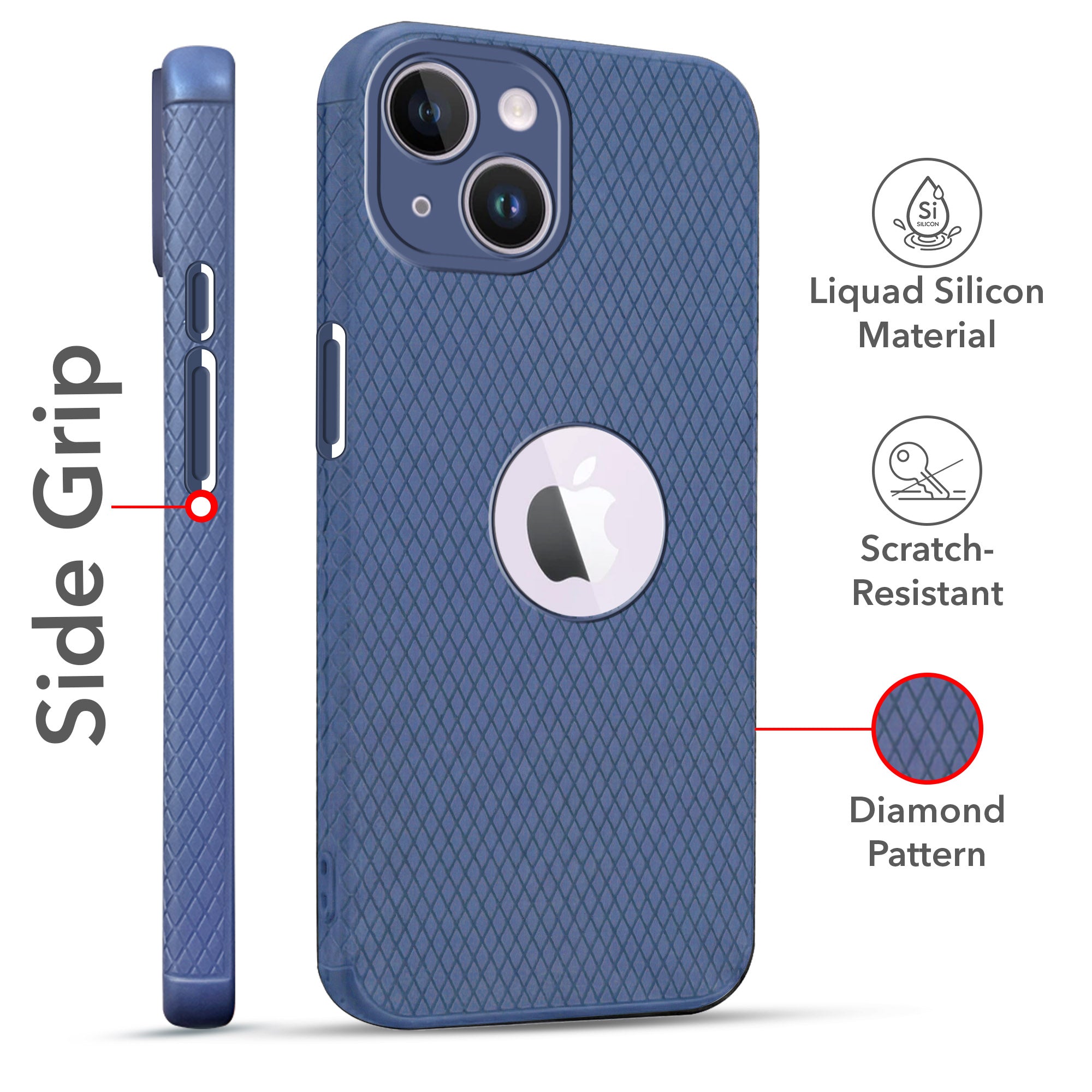 For Apple iPhone 14 Combo with Back Cover and 9H Tempered Glass (Liquid Silicone | Camera Protection | Oleophobic Coating Screen Glass)