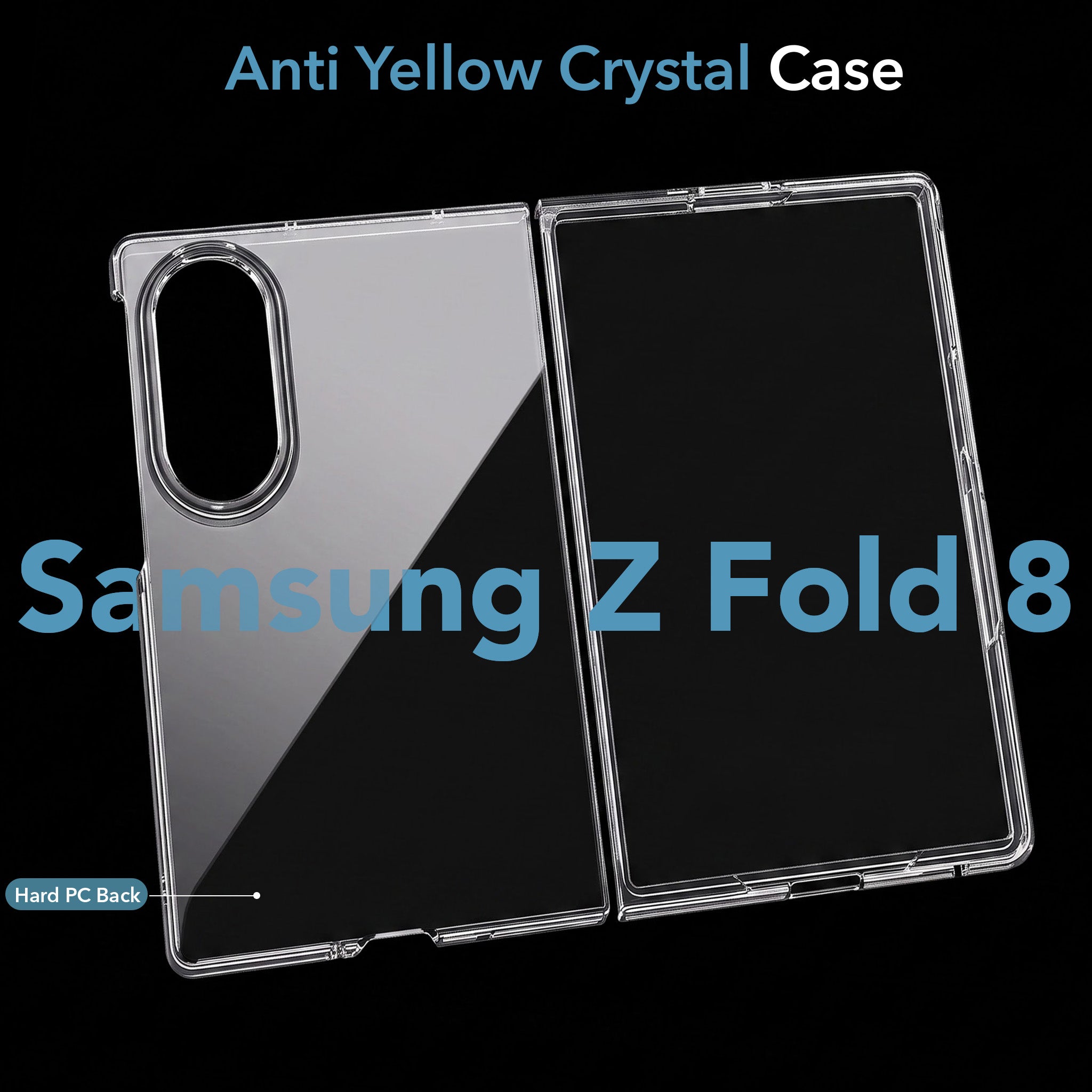 For Samsung Galaxy Z Fold 8 Back Cover Case Lifetime Anti-Yellow Clear (Sleek Hard Crystal | Shockproof and Camera Protection)